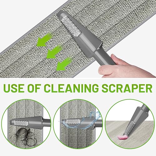 Miniatura 4 de Trapeador con almohadillas lavables, trapeadores con rociador para limpieza de suelos multisuperficie, 3 recambios reutilizables + botella