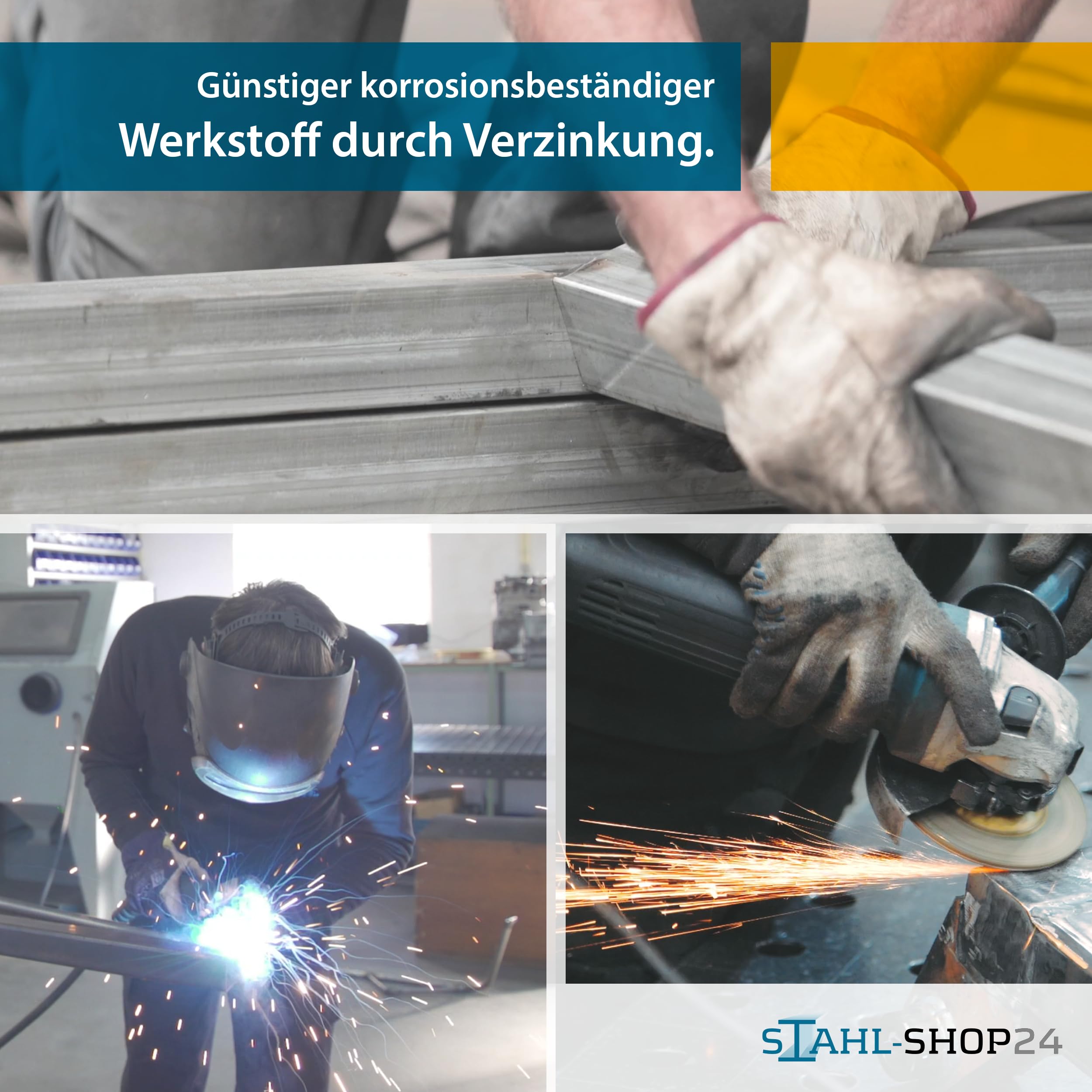 Stahl-Shop24 - U-Profil Feuerverzinkt, Formstahl Gekantet, U-Eisen - Werkstoff: S235JR + AR, Länge: 2000 mm, Abmessung: 120x55x7 mm