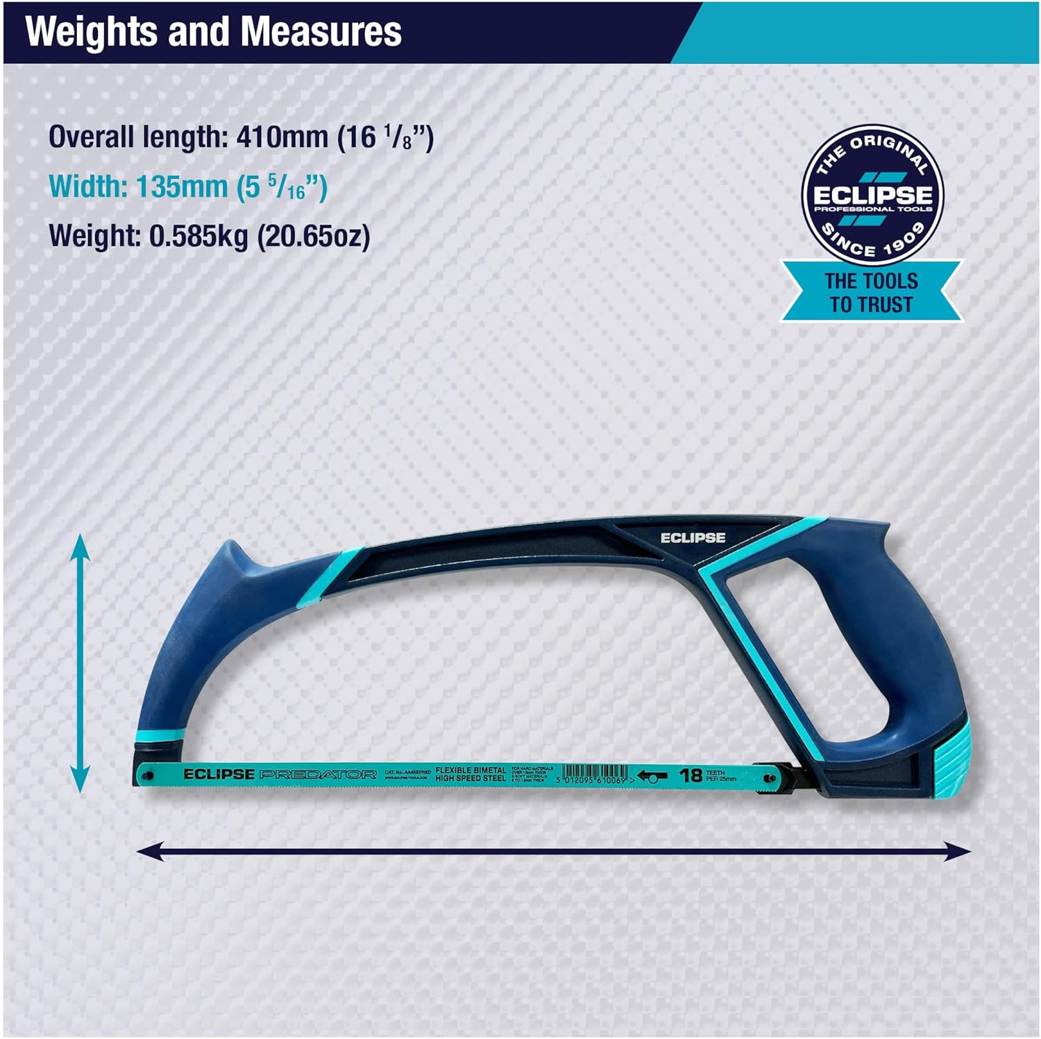 Eclipse Professional Tools EPH2PS Soft-Feel Hacksaw (12") and Mini Saw (6") Set - Metal Cutting Ergonomic Comfort Grip Hand Saw Bundle for Multiple Applications with Quick Blade Change Mechanisms