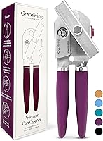 Graceliving Magnetic Manual Can Opener with Bottle Opener - Heavy Duty Stainless Steel, Easy Grip Knob, Mauve