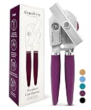 Premium Multifunction Magnetic Manual Can Opener and Bottle Opener, Heavy Duty Stainless Steel Sharp Cutting Blade and Oversized Easy Turn Knob, Soft-Touch Handle, Kitchen Use, Mauve