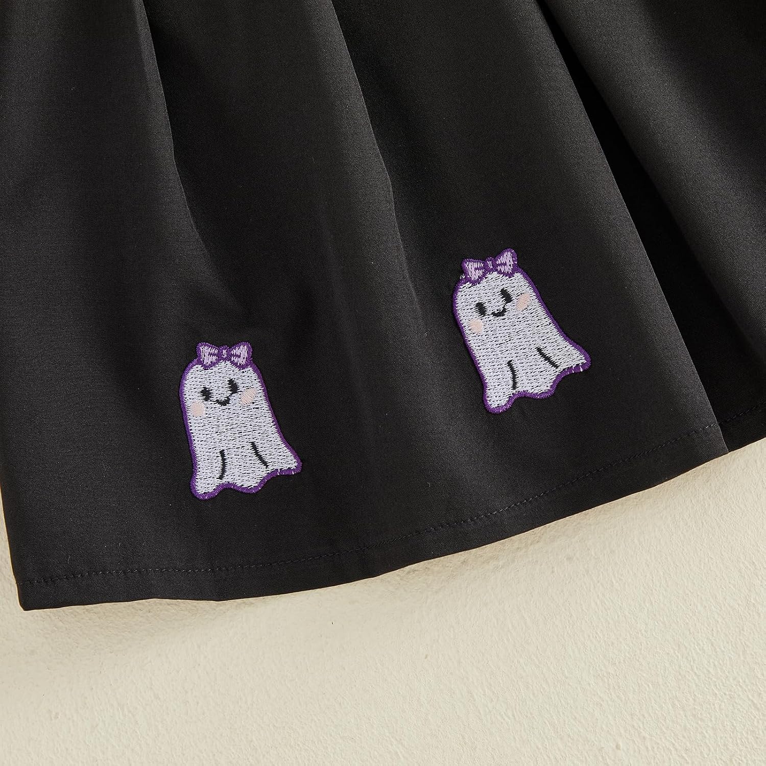 Toddler Girl Halloween Outfit Ghost Pumpkin Short Puff Sleeve Dress
