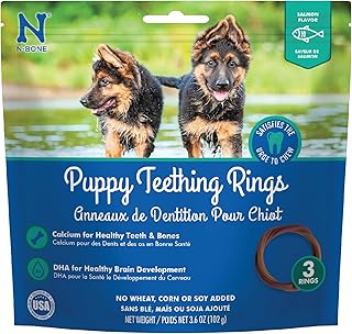 N-Bone Puppy Teething Rings Salmon Flavor Dog Treat, 3 Count Bag, 3.6-oz
