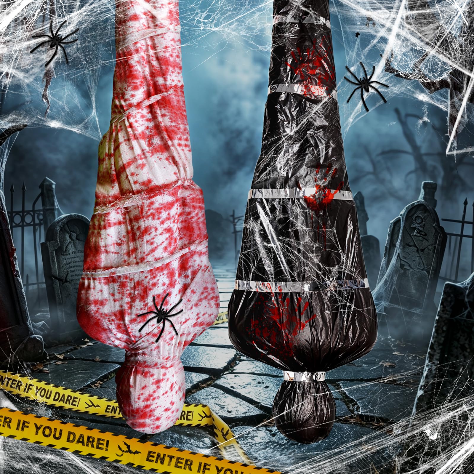Photo 1 of Amy & Benton Halloween Body Bags Decorations, 6ft Hanging Corpse Props