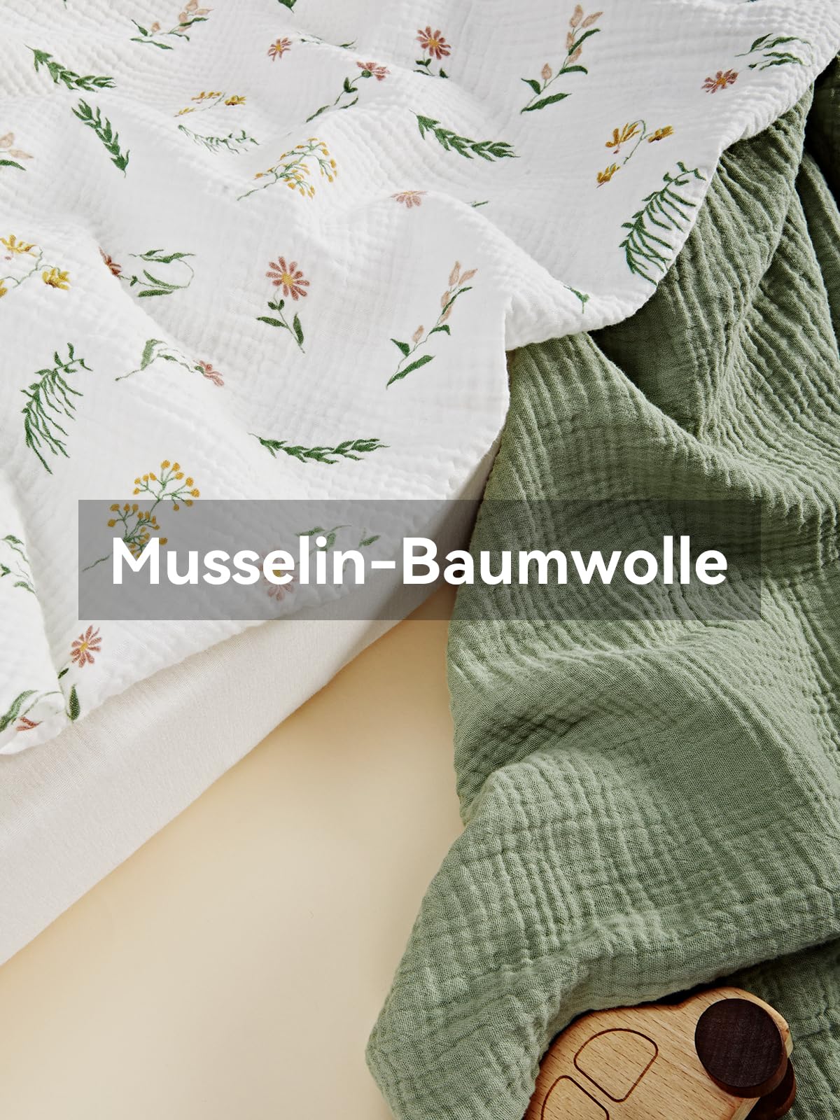 TILLYOU Musselin Spannbettlaken 2er Set Bettlaken Kinderbett 60x120 cm 100% Baumwolle Spannbettlaken Baby, Blumig
