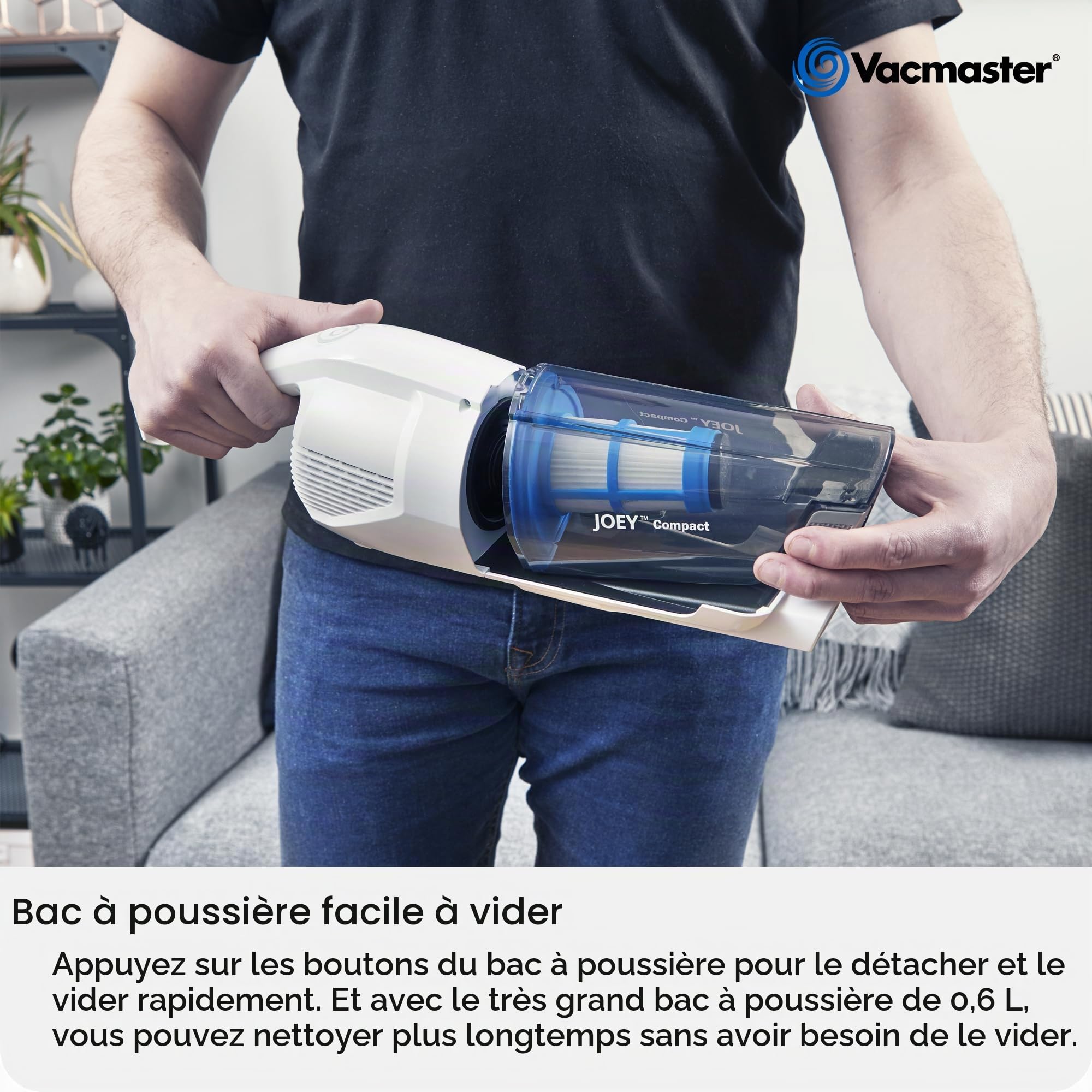 Vacmaster Aspirateur sans Fil 2-en-1 30 Min 20V HEPA 13 sans Sac Poils