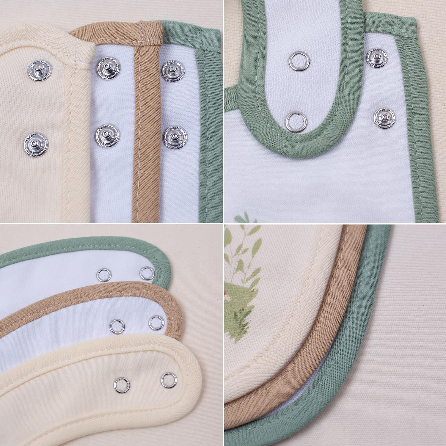 Lot de 6 bavoirs imperméables en coton avec imprimé animal et fleurs pour filles et garçons pour baver et manger avec boutons réglables