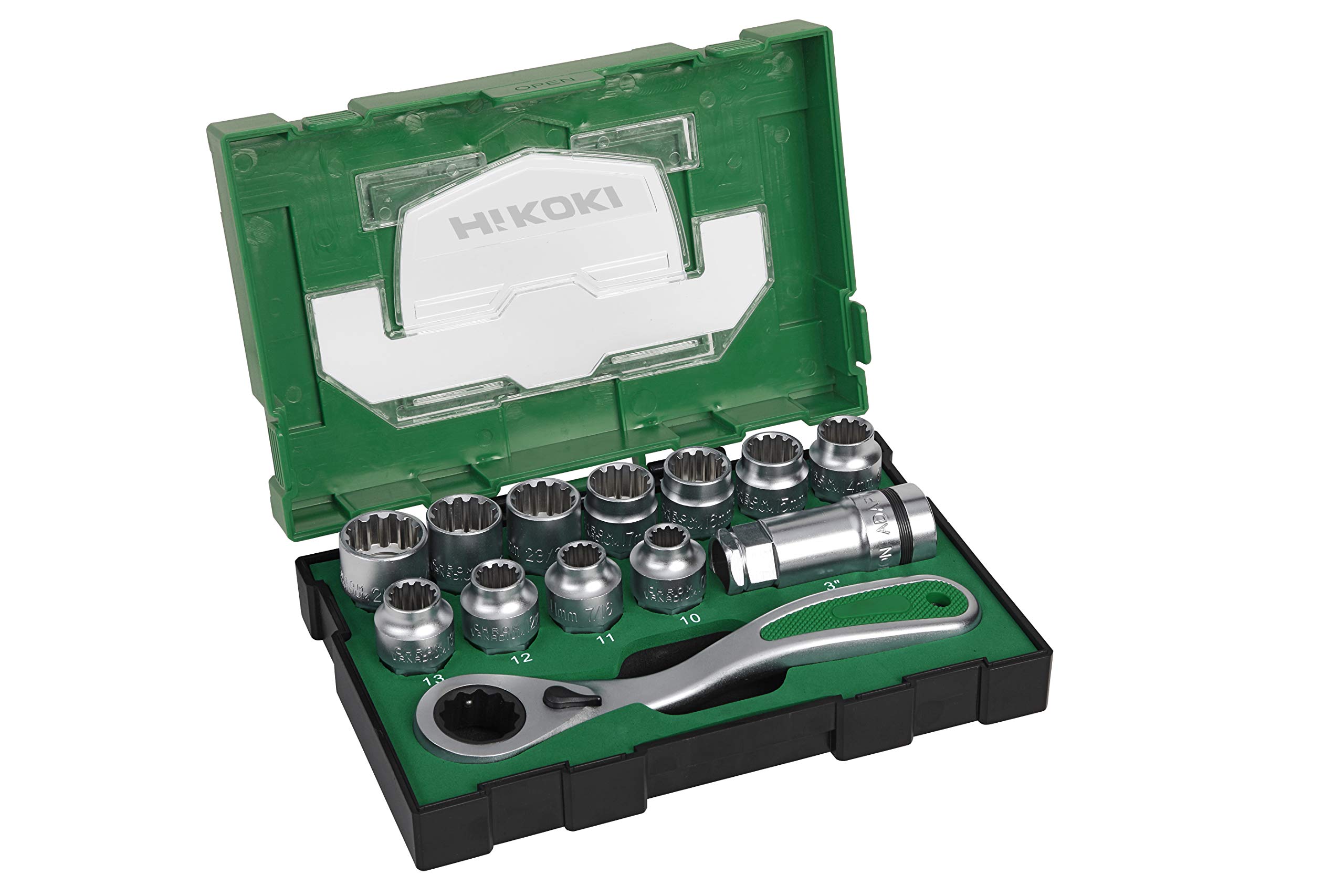 Jeu de douilles HiKOKI 40030033 de 13 pièces pour cliquet et serrage manuel