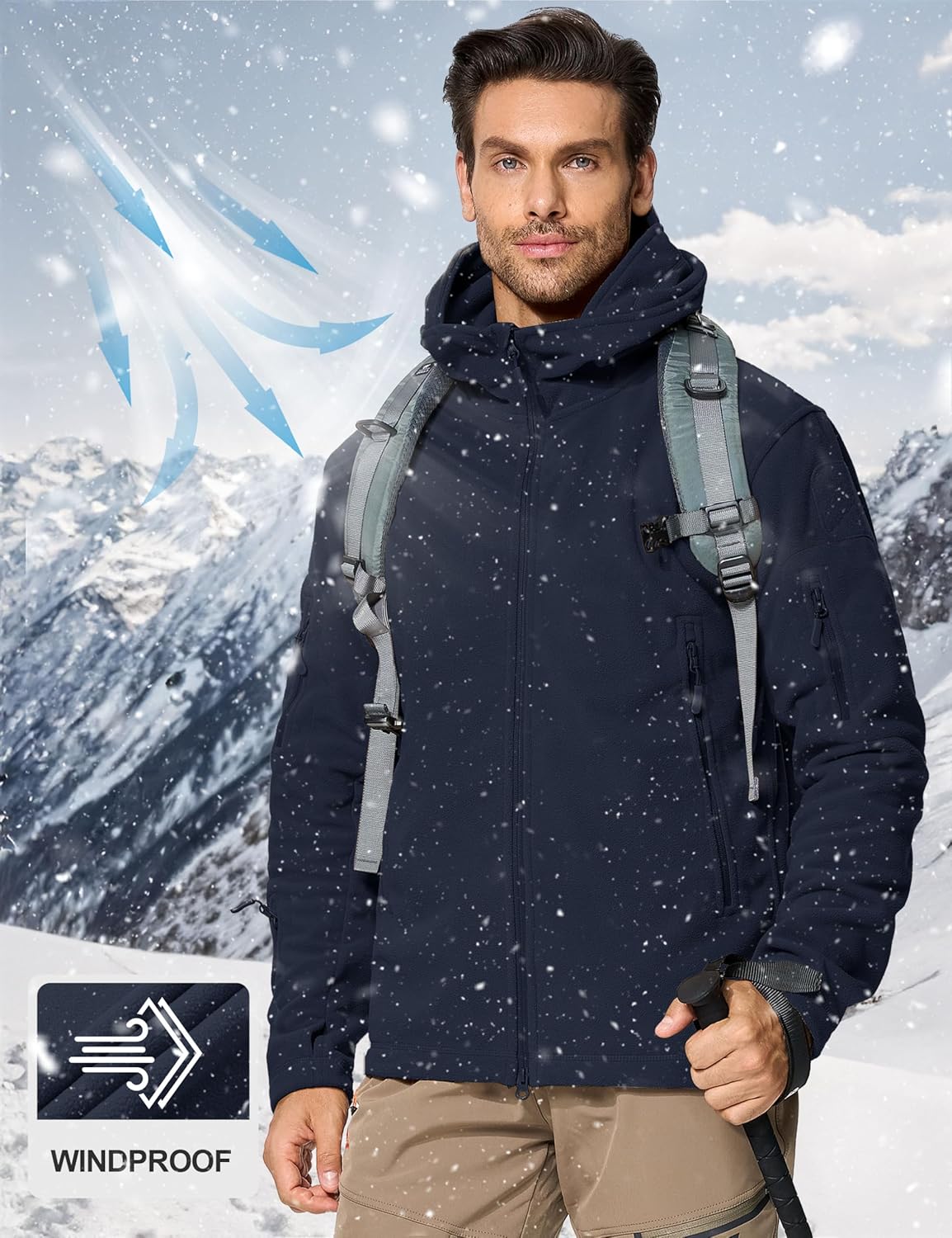 CRYSULLY Men's Military Tactical Sport Warm Fleece Hooded Outdoor Adventure Jacket Coats - Image 4