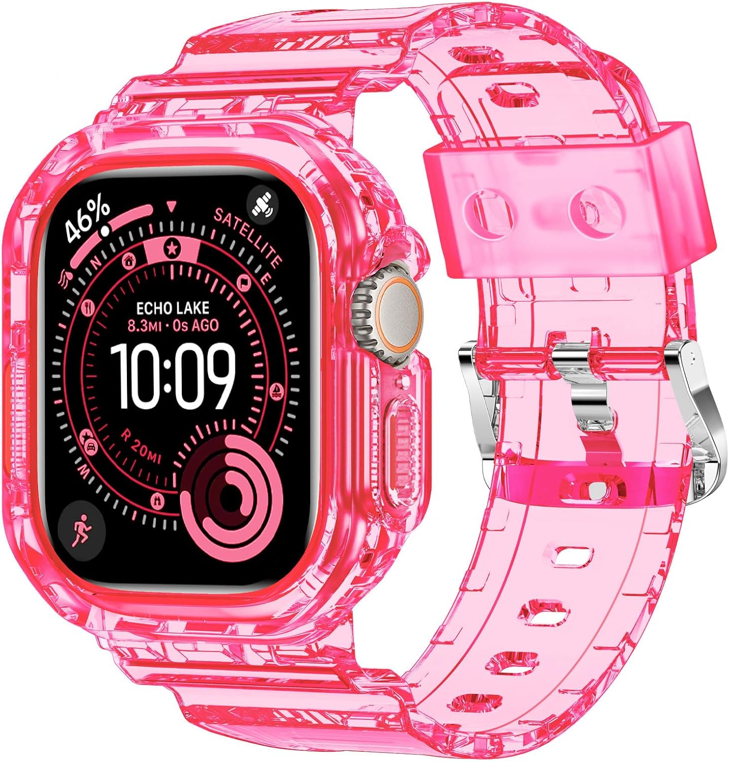 XYF Compatible for Crystal Clear Apple Watch Bands, 49mm 46mm 45mm 44mm 42mm 41mm 40mm 38mm Bumper Case for Men Women Jelly Sport Cover Strap for iWatch Ultra 3 2 Series 11 10 9 8 7 SE 6 5 4 3