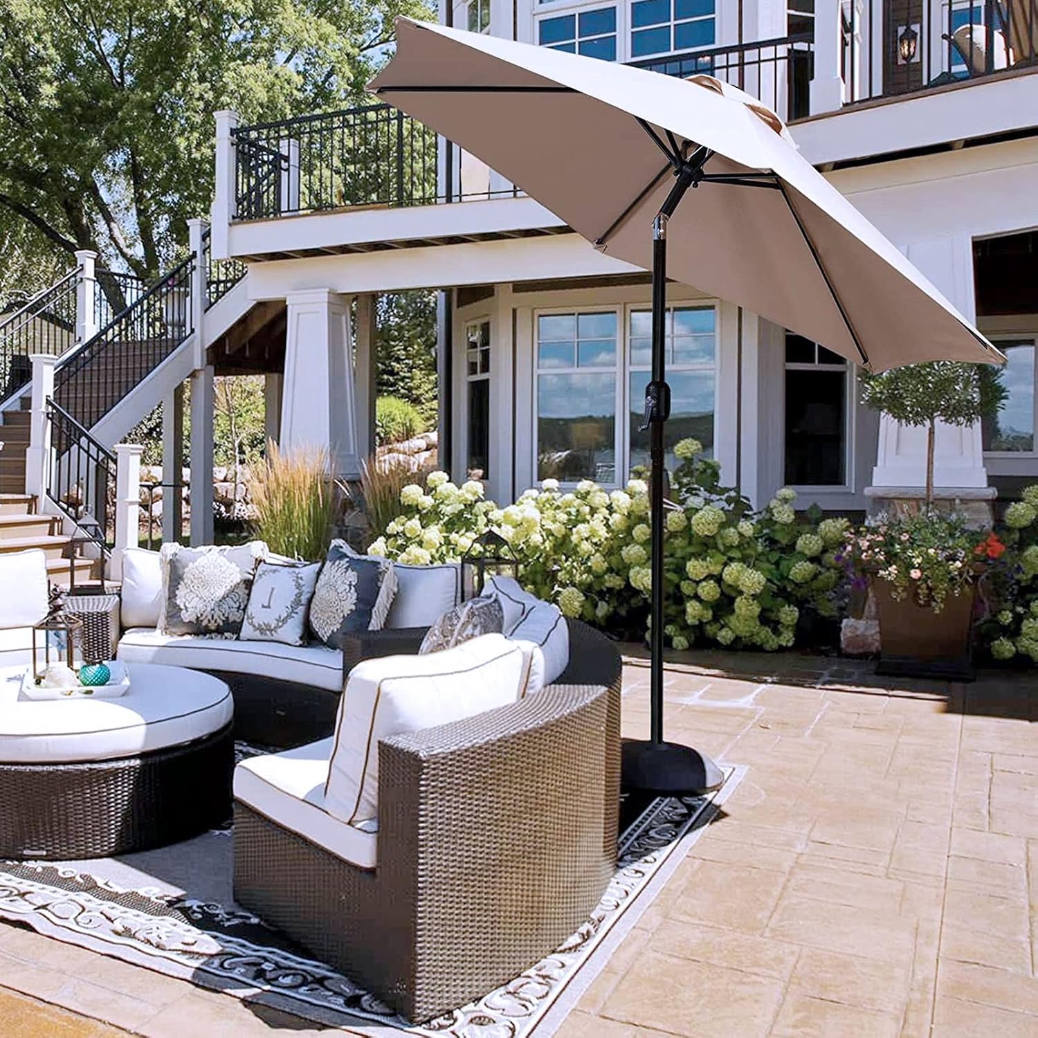 LSLYTQ 1pcs, Garden Sun Parasol, Round Heavy Duty Outdoor Sun Umbrella with Tilt Function, Wine Red, Dark Green, Beige, Khaki, D2.7M*H2.5M, for Backyard Pool Market Balcony, Patio Umbrella good