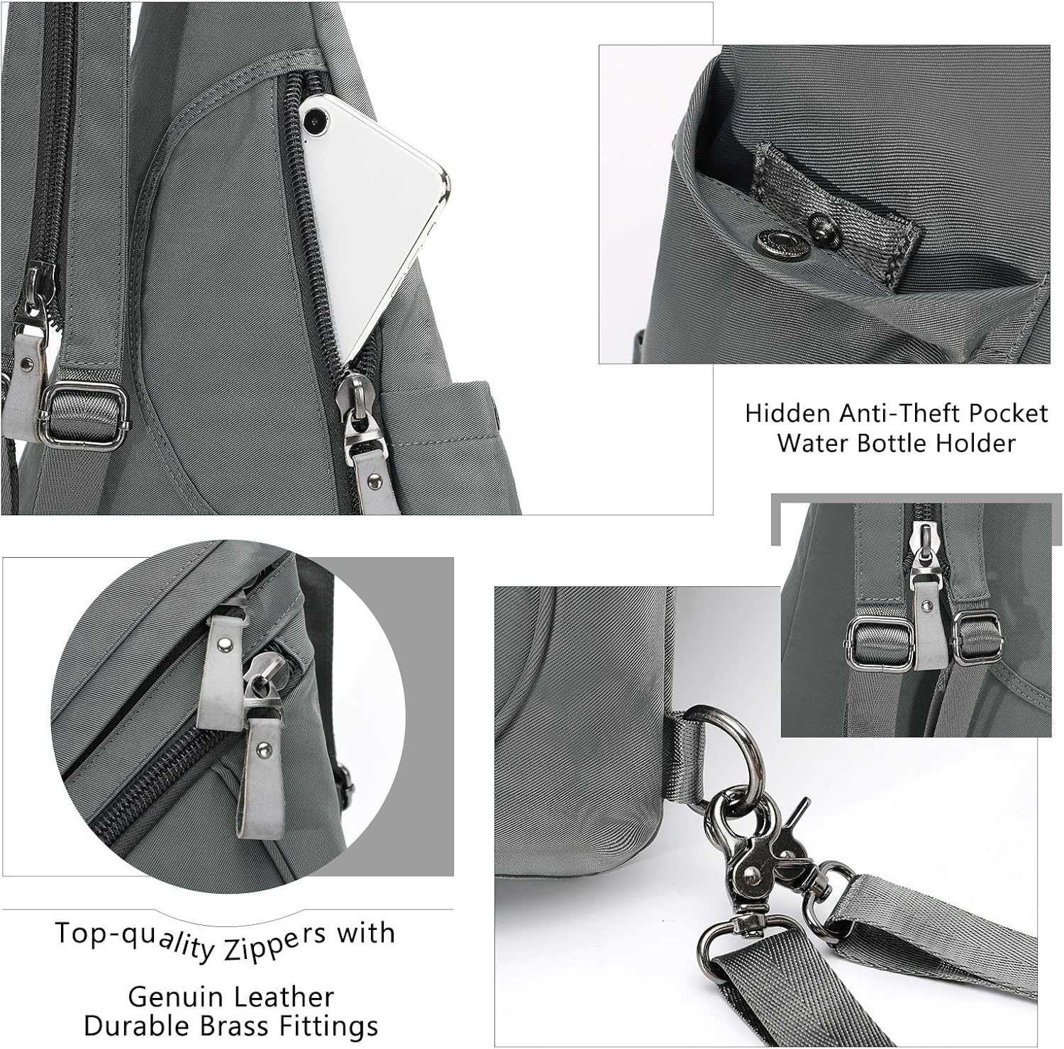 KL928 Nylon Sling Bag - Small Crossbody Backpack Shoulder Casual Daypack Multipurpose Rucksack for Men Women(Dark Grey) - Image 4