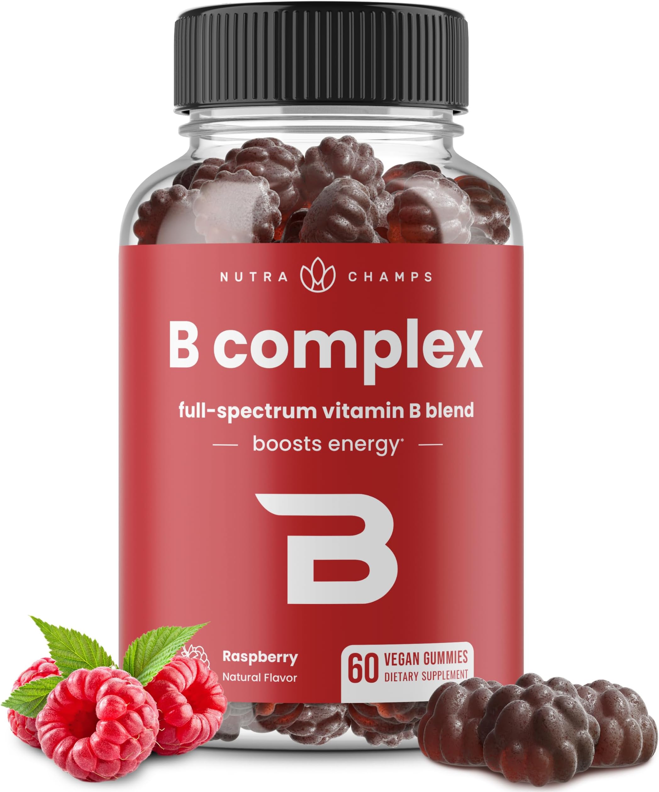 NutraChamps Vitamin B Complex Gummies, Vitamin B Gummies Boosts Energy, B Complex Vitamins B1, B2 (Riboflavin), B3 (Niacin), B5, B6, B7 (Biotin), B9 (Folic Acid), Methyl B12