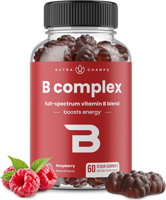 NutraChamps Vitamin B Complex Gummies, Vitamin B Gummies Boosts Energy, B Complex Vitamins B1, B2 (Riboflavin), B3 (Niacin), B5, B6, B7 (Biotin), B9 (Folic Acid), Methyl B12