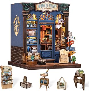 Cutefun Book Nook Kit - DIY Häuser Kit und EIN 3D-Puzzle mit led-leuchten für Jugendliche und Erwachsene(Journey Trace Bookshop)