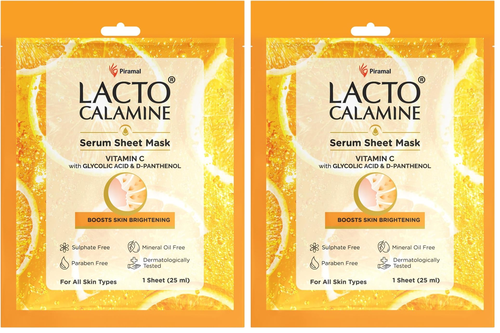 Lacto Calamine Vitamin C Face Sheet Mask |Instant Hydration |Glycolic Acid & D-Panthenol|30 g (Pack of 2)-image-26