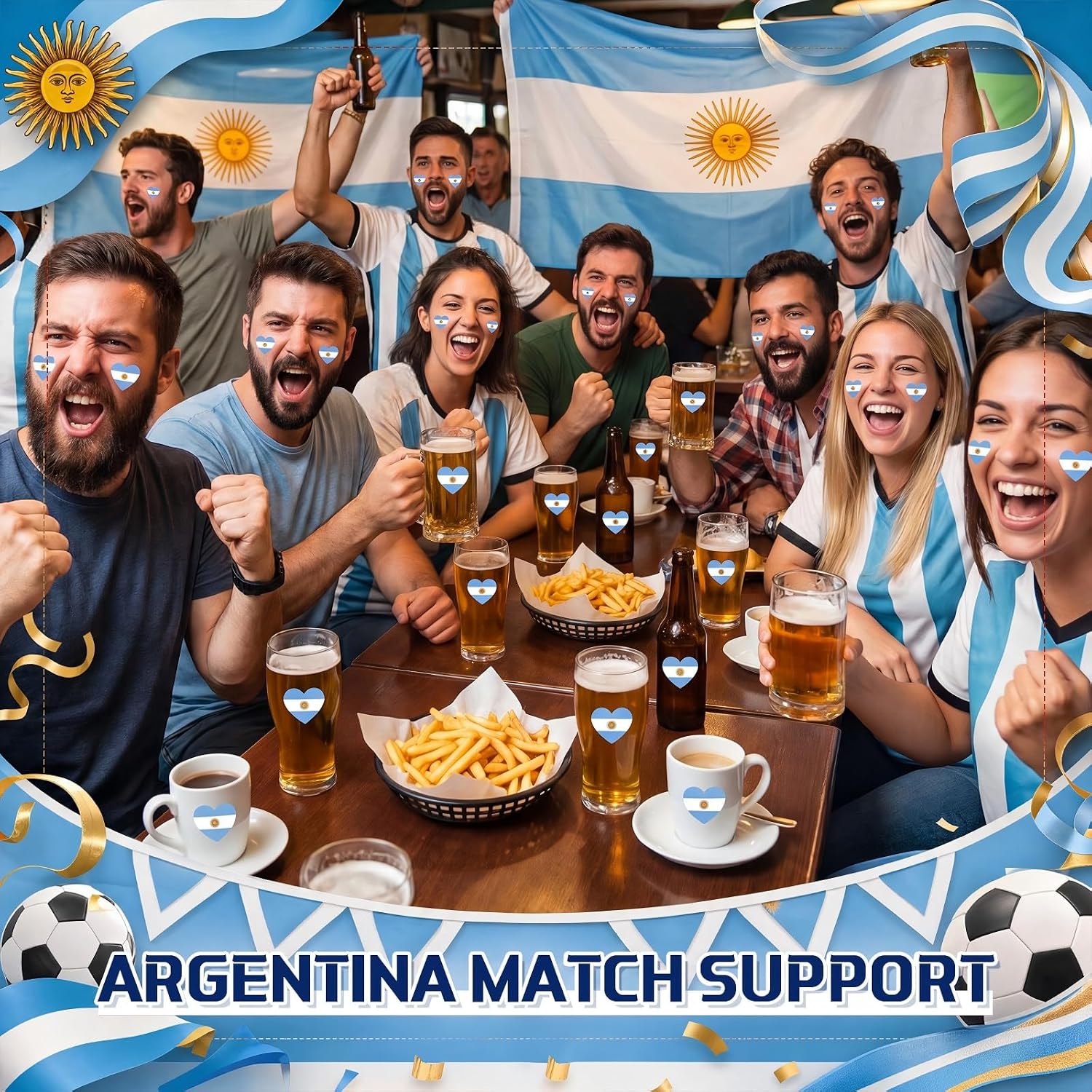 Frienda 500 Sheets Argentina Flag Heart Stickers Theme Party Decorations image 3