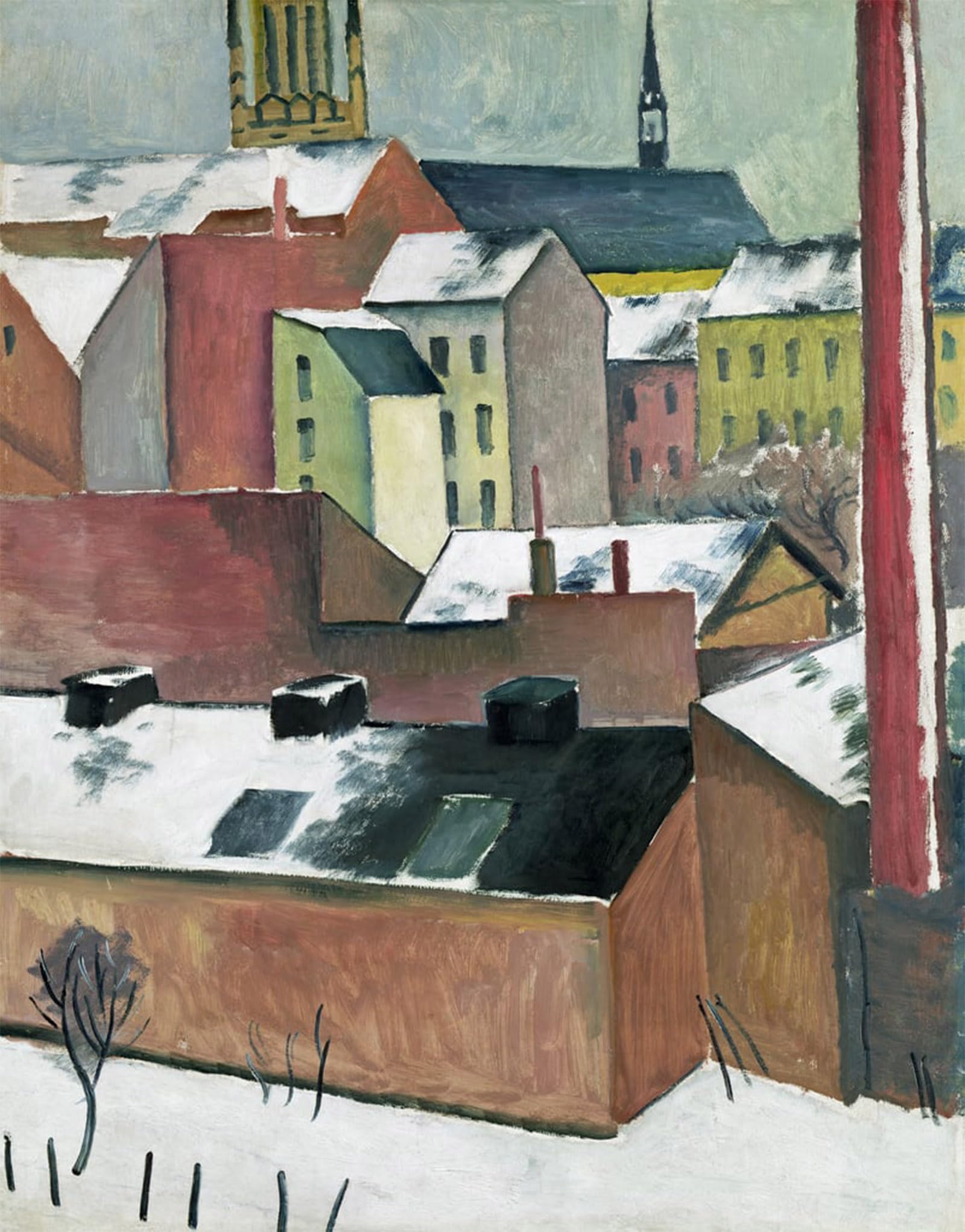 SERENDIPITP Abstract Painting Mural Print Picture Wall Decor Painting The Church of St Mary in Bonn in Snow by August Macke Vintage Wall Artwork for Home Decor 60x90cm