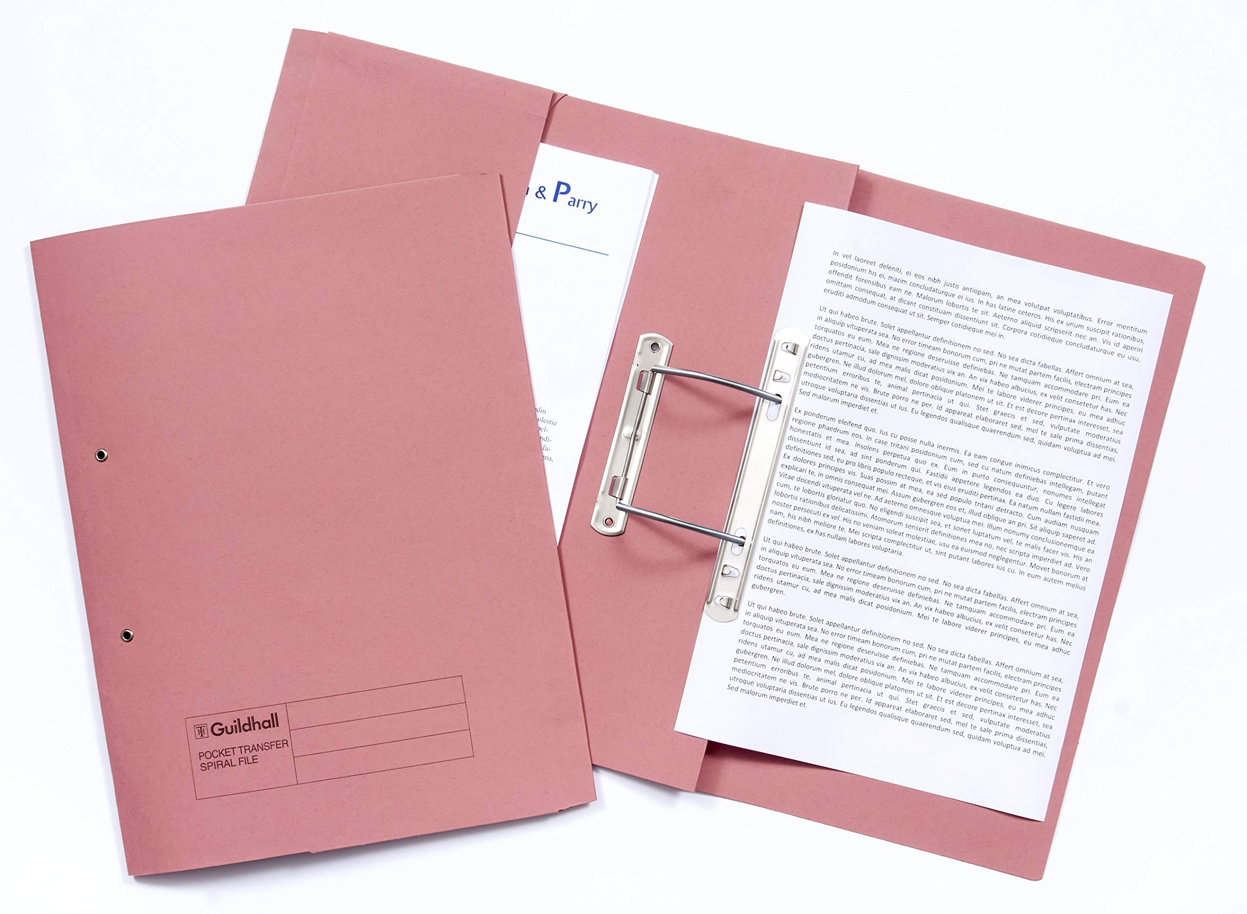 Exacompta - Ref 347-PNKZ - Guildhall - Pocket Spiral File, 285gsm Premium Heavyweight Sprint Manilla, 355 x 250mm, Right Hand Pocket, Blue Angel Certified - Pink, Pack of 25