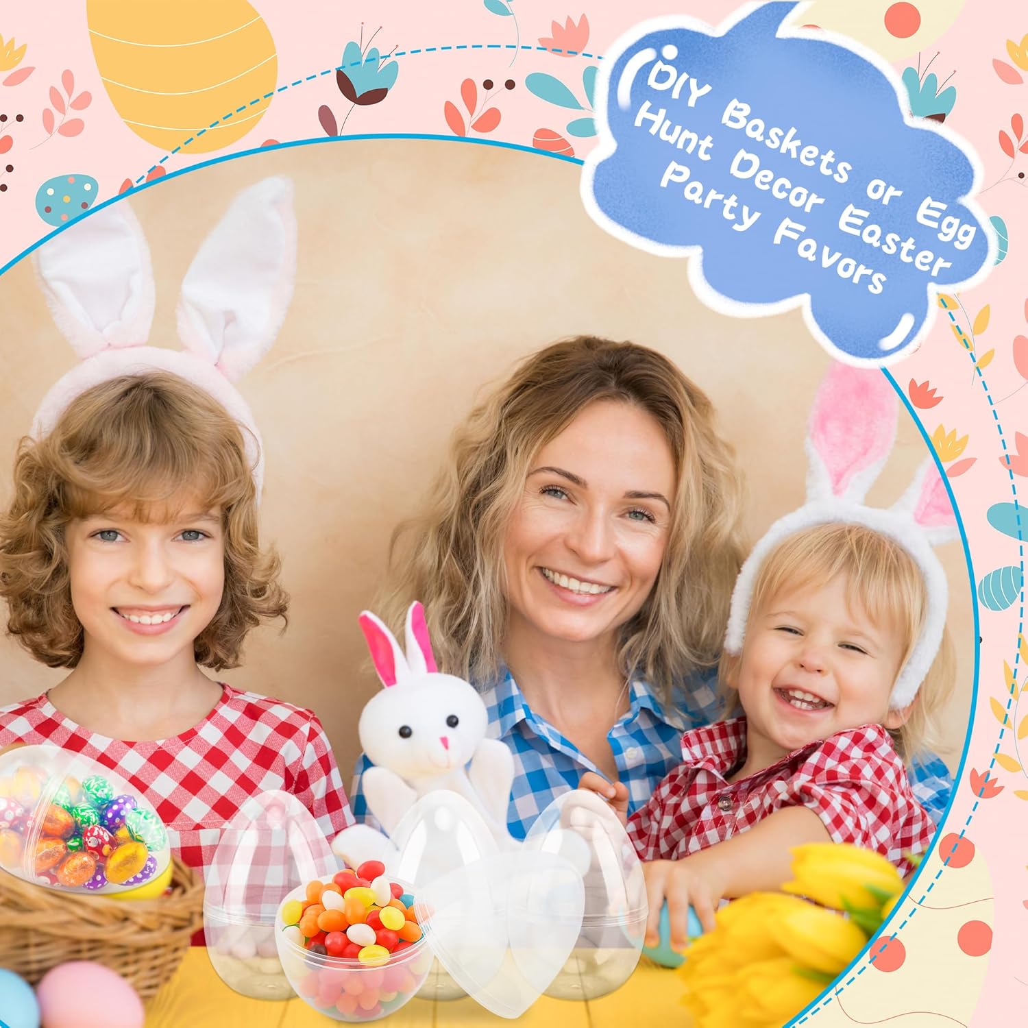 24 Pack 4.5 Inch Big Clear Easter Eggs Bulk Empty Transparent Easter Eggs Large Fillable Easter Egg for Easter Hunt Game Party Decor - Image 6