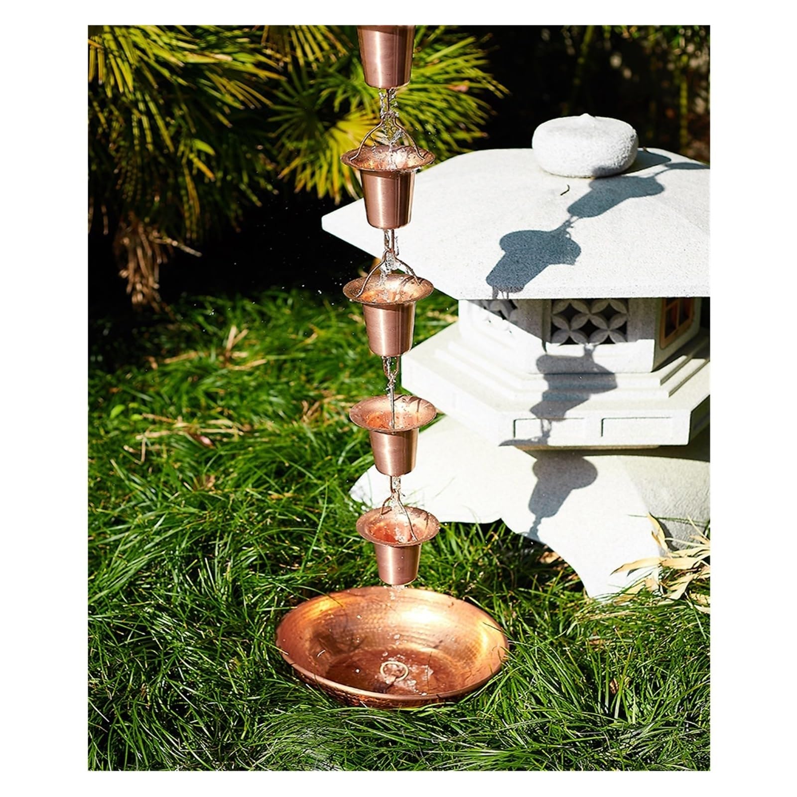 Chaîne De Pluie De Temple en Cuivre Violet, Chaîne De Drainage D'avant-Toit, Chaîne De Pluie De Cour De Villa, Décoration De Chaîne De Dérivation De Gouttière Installation Facile(Style 3)