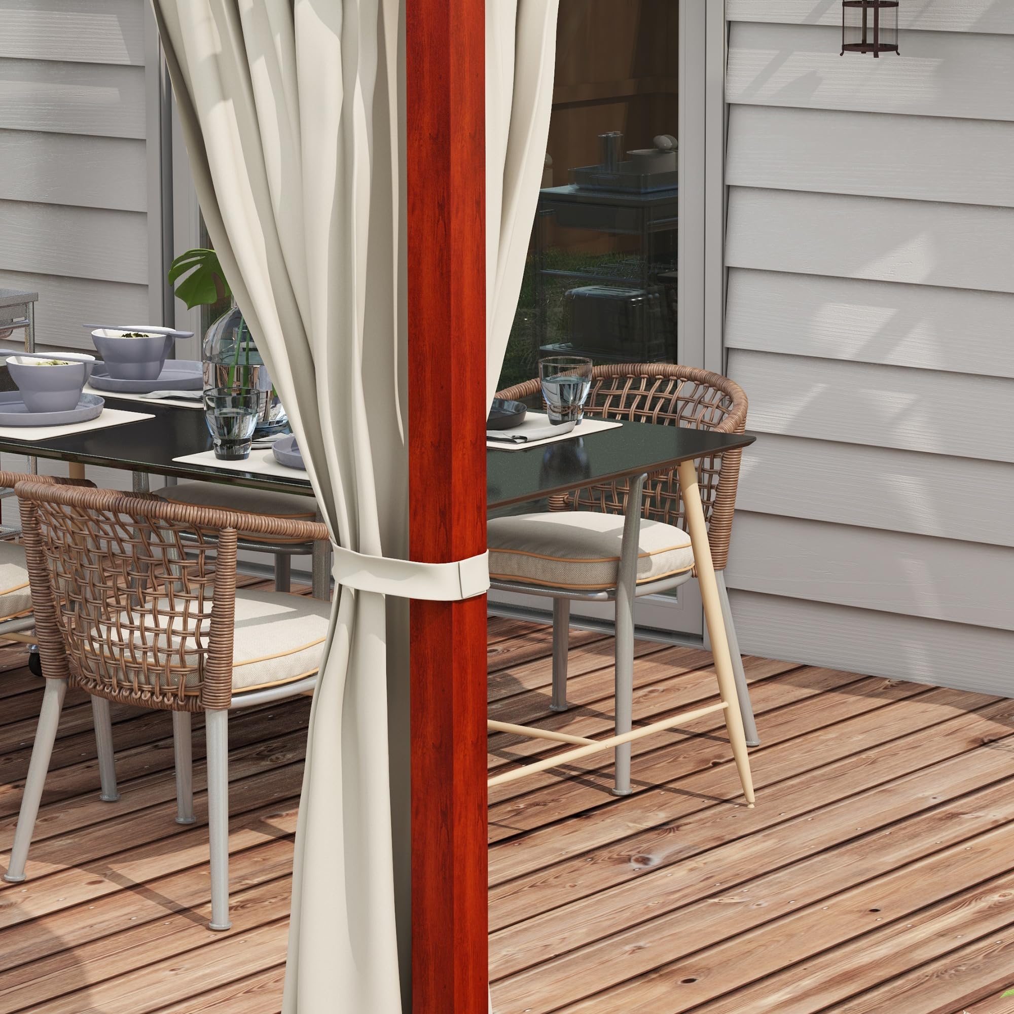 Pergola con Tende Laterali e Tetto Retrattile in PC in Alluminio e Metallo 345x300x215-255 cm Colore Crema