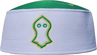 TheKufi Exclusive Green White Golden Embroidered Sandal Kufi Crown Cap