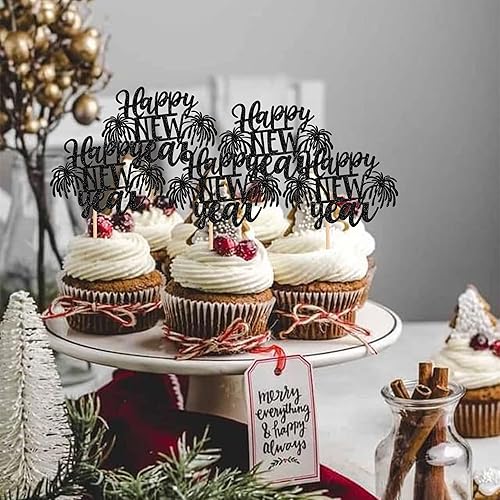 Miniatura 4 de 1 decoración para pastel de Año Nuevo 2024 con purpurina de estrella y saludos a 2024, decoración de pastel Hello 2024 para celebrar la bienvenida