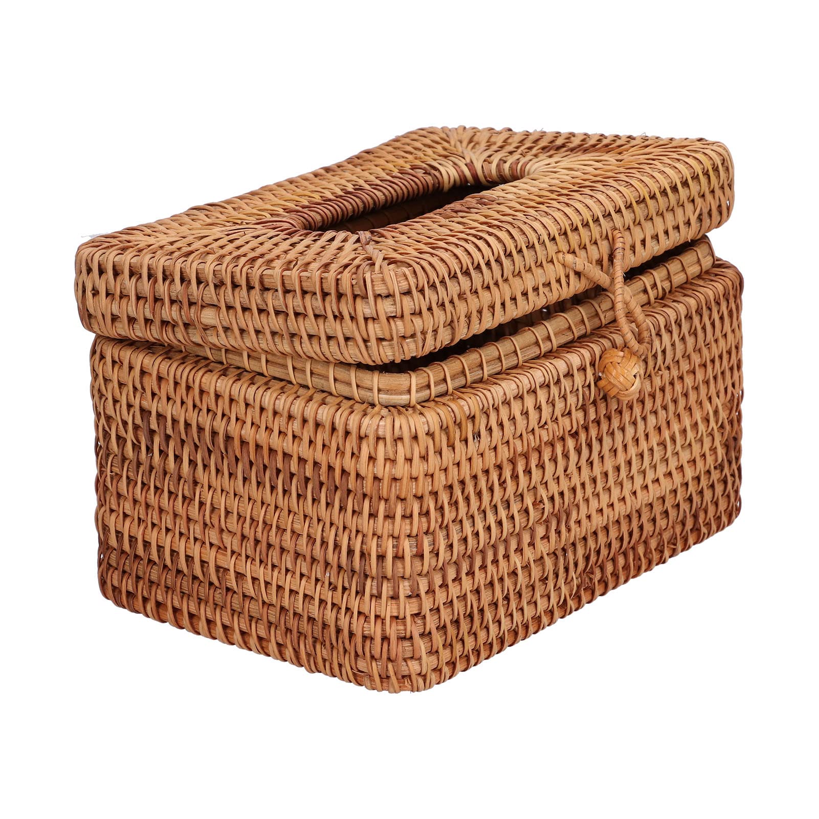 Soporte para Caja de pañuelos de ratán Tejido, Cubierta para Caja de pañuelos de Gran Capacidad para Dormitorio, Sala de Estar y Oficina, Organizador Duradero Hecho a Mano con Dise
