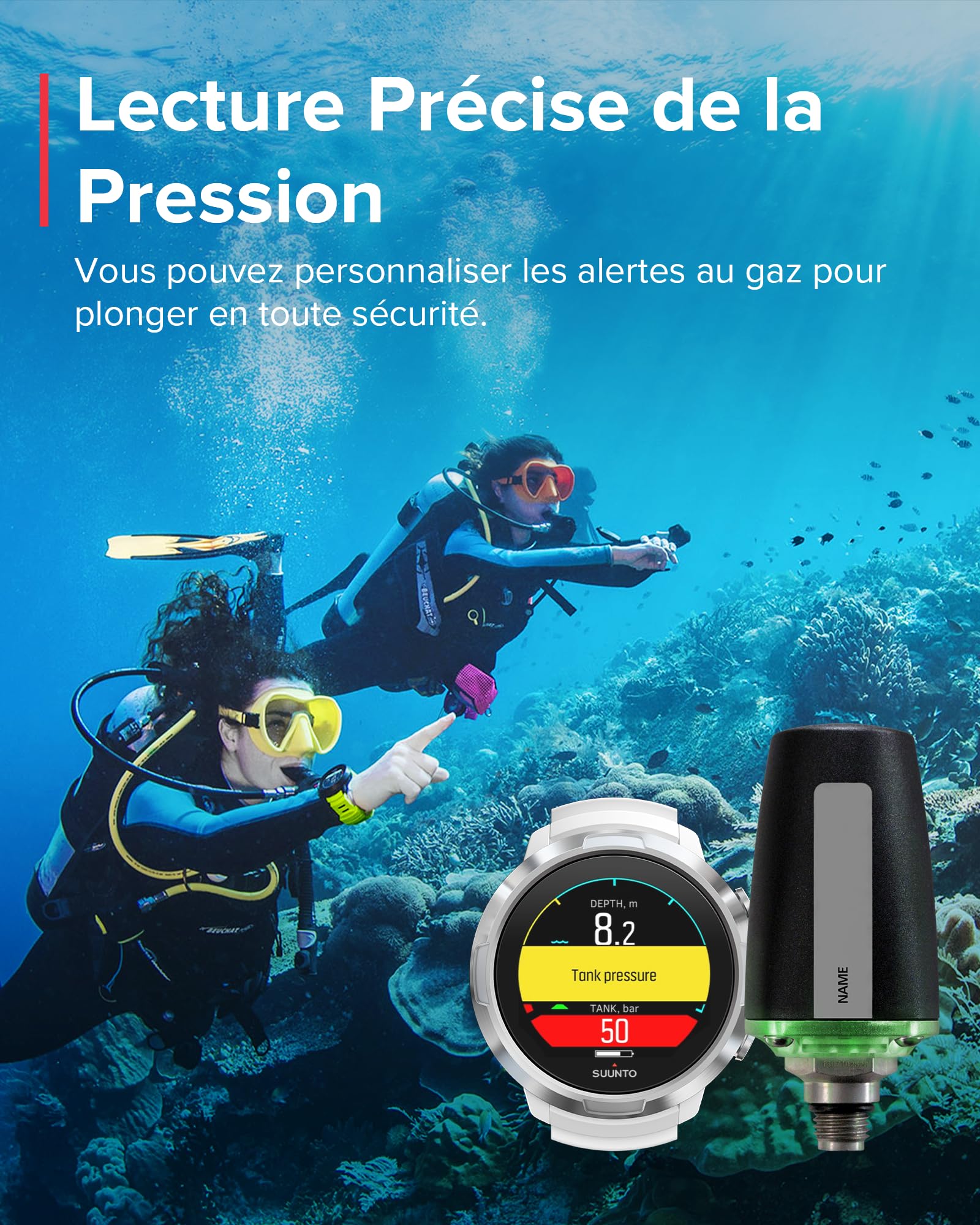 SUUNTO Dive Tank Pod, Émetteur de Pression d'Air Sans Fil pour SUUNTO D5, EON Steel, EON Steel Black et EON Core, Les Principales Informations de Plongée, Très Lisibles à Votre Poignet