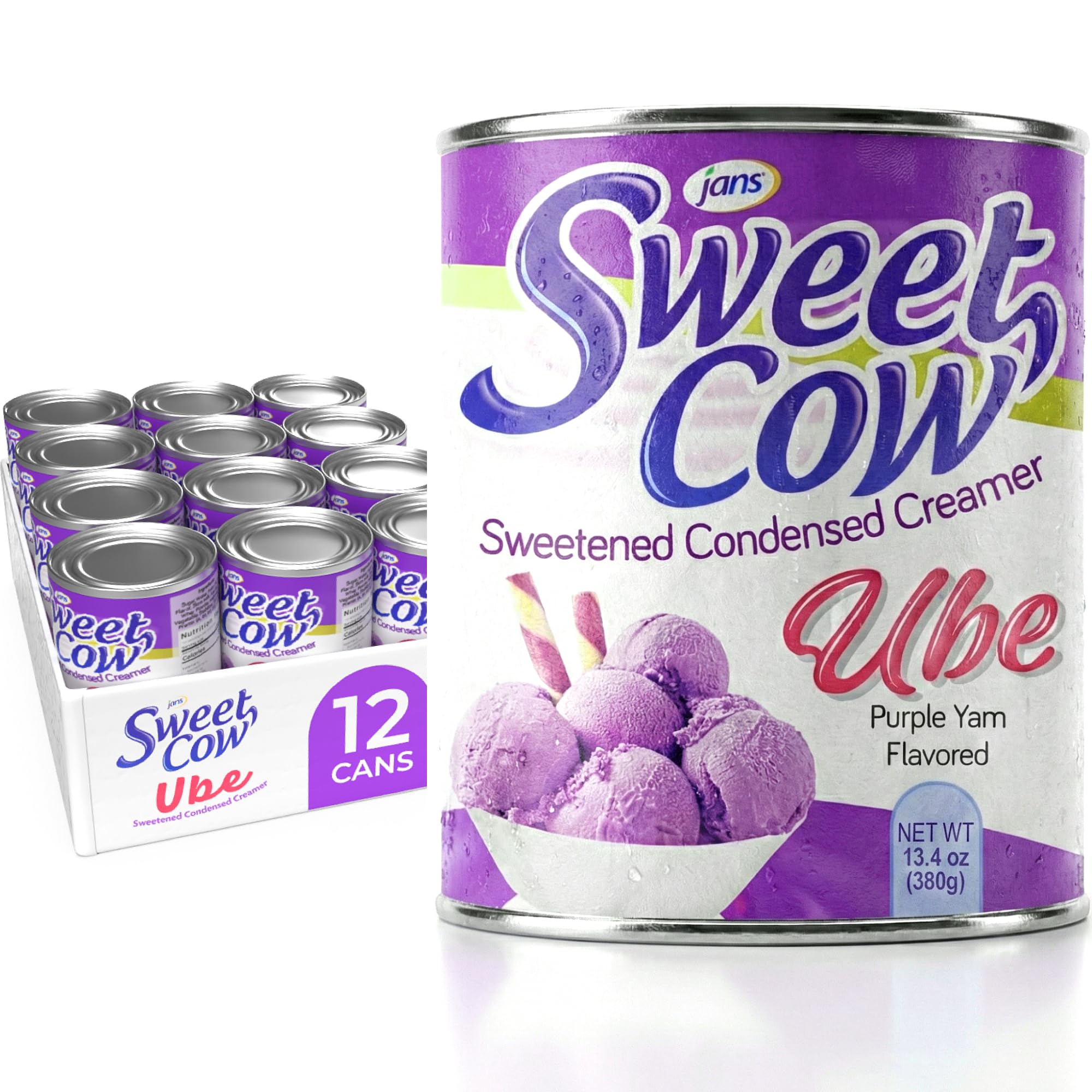 Ube Condensed Milk, 13.40 oz Can (Pack of 12) — Jans Sweet Cow Sweetened Condensed Creamer
