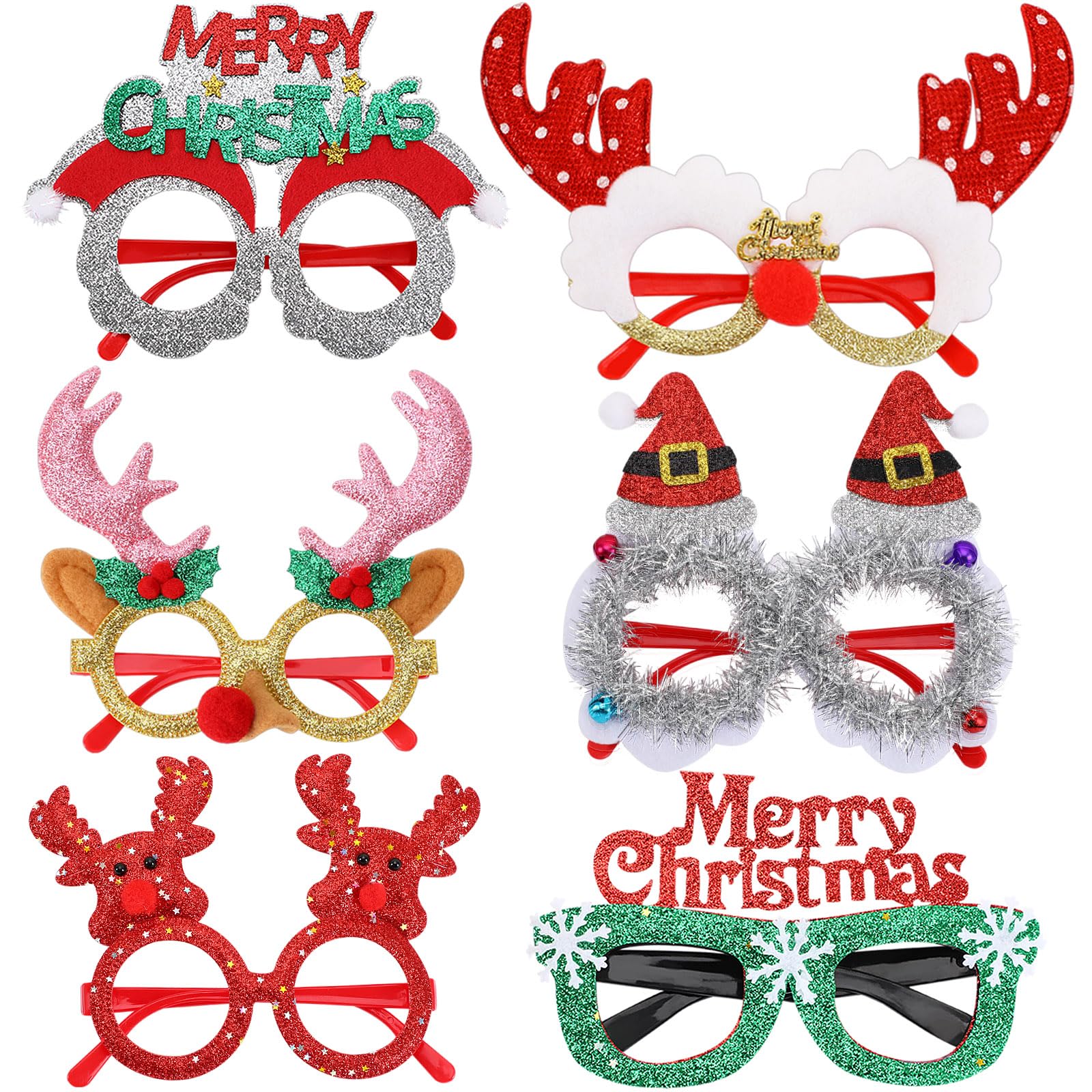 JANLOFO クリスマス メガネ 6組 パーティーメガネ クリスマスグッズ サングラス おもしろメガネ サンタ 雪だるま クリスマス コスチューム 撮影小道具 クリスマス 小物