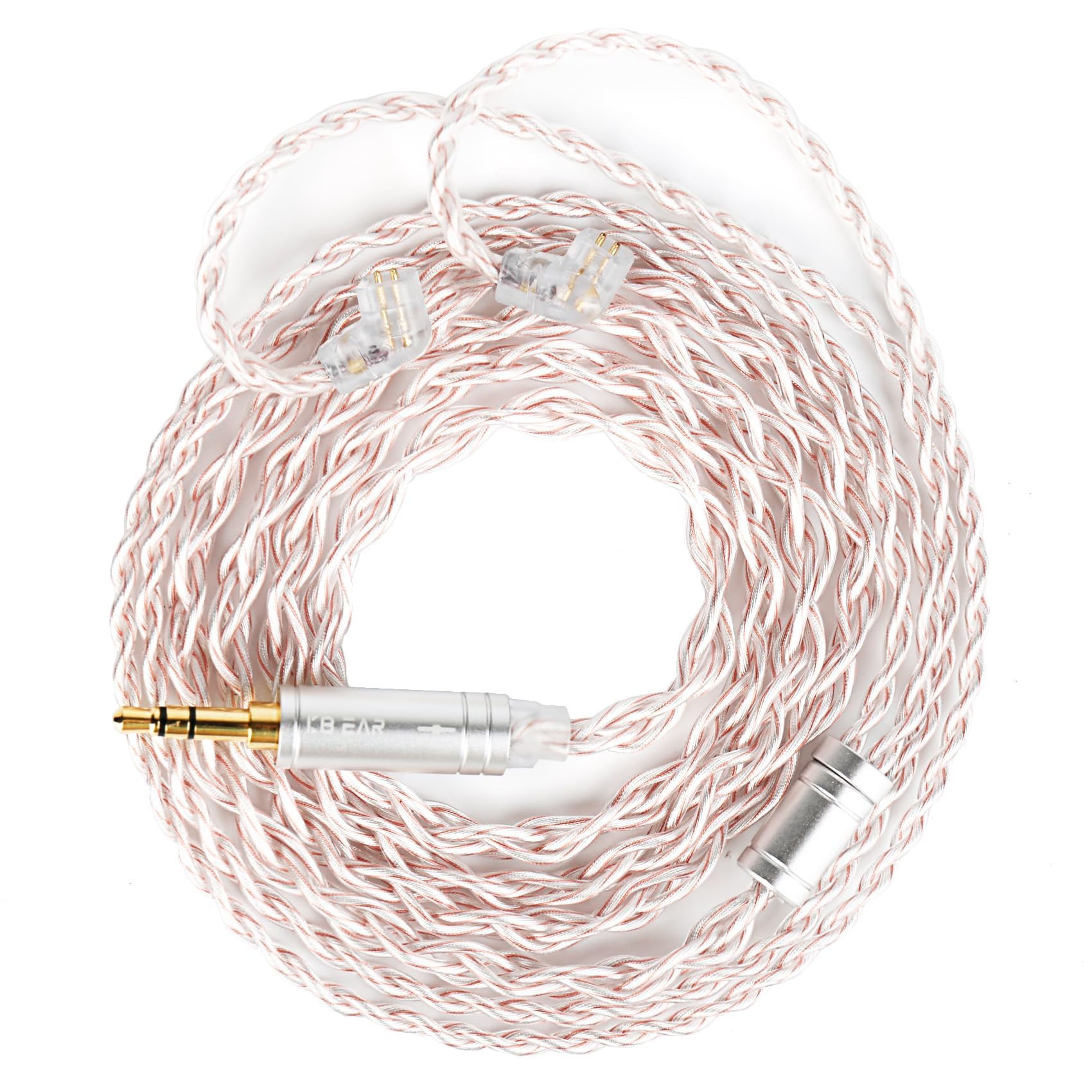 Recessed 2Pin Cable QDC 3.5mm, KBEAR FunMusic 4ft 4-Strand OFC Silver Plated Headphone Cable Extension, Earbuds Wire for KZ EDX Pro/Castor(Pro)/DQS/ZS10 Pro(X)/ZSN PRO X/ZS12 PRO X/ZAS/ZAR/ZAX-image-40