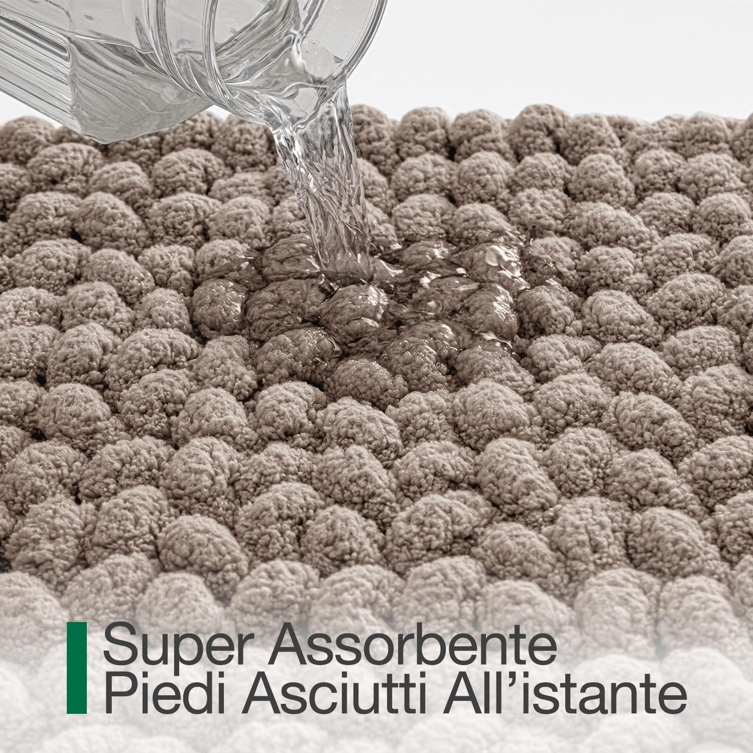LUMI Tappetino Bagno in Chenille Morbido e Antiscivolo, Tappeto Bagno Spesso e Super Assorbente, Lavabile in Lavatrice, Asciugatura Rapida, Tappeto Doccia per Vasca e Doccia, Beige, 50x80 cm