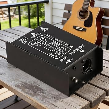 Stereo DI Box Splitter XLR Single Channel Audio Interface with Noise Elimination and Passive Impedance Conversion for Guitar Bass to Mixer or Sound Card Recording, Black
