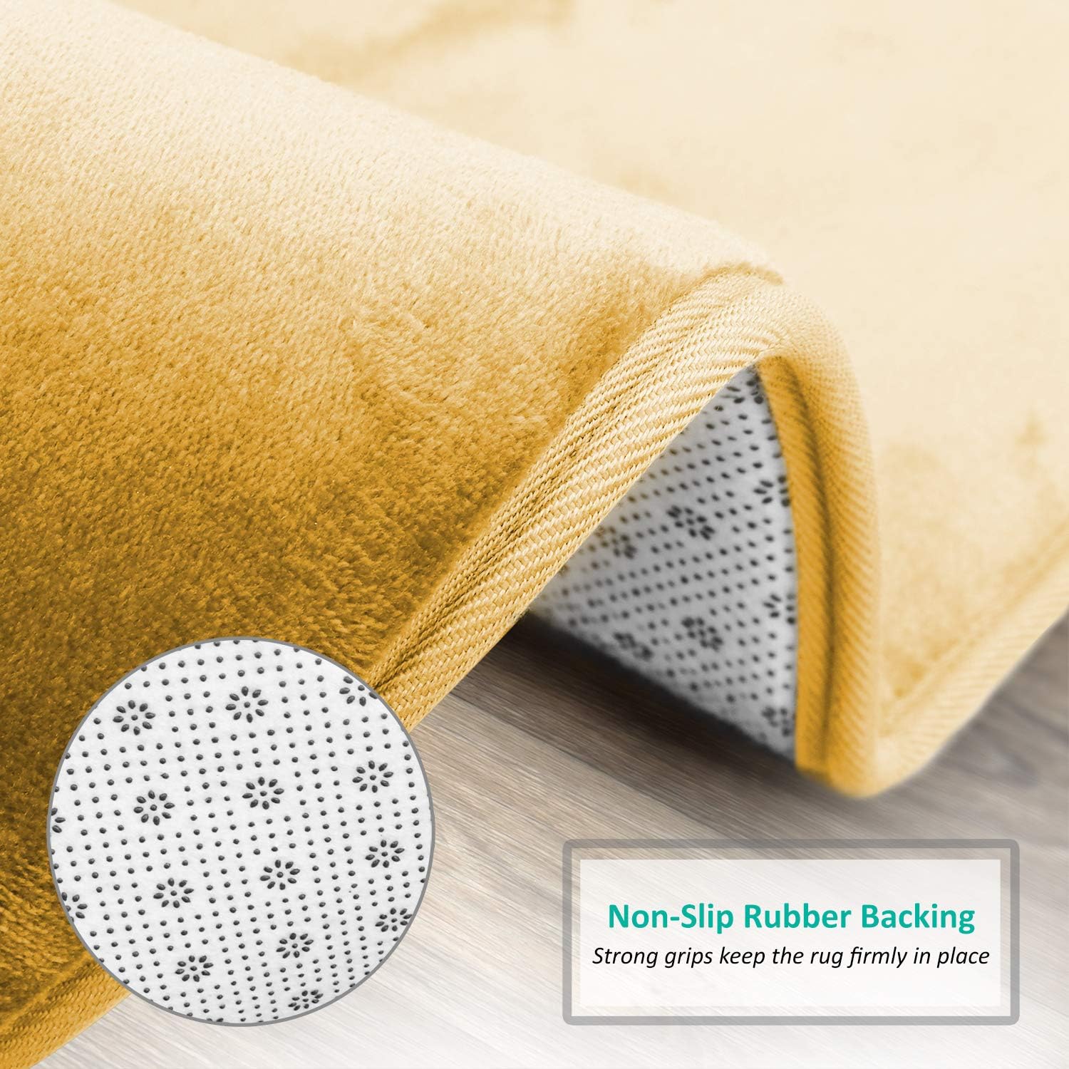 Clara Clark Bathroom Rug 32" x 20"- Bathroom Rugs, Memory Foam Bath Mat, Plush, Cozy, Ultra Soft, Non Slip, Machine Washable, Quick Dry - Gold