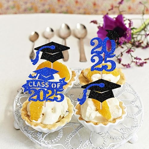 Miniatura 357 de Paquete de 24 adornos dorados para cupcakes de graduación 2025 con purpurina So Proud of You Done Diploma Graduation Cap Cupcake Picks Class of 2025