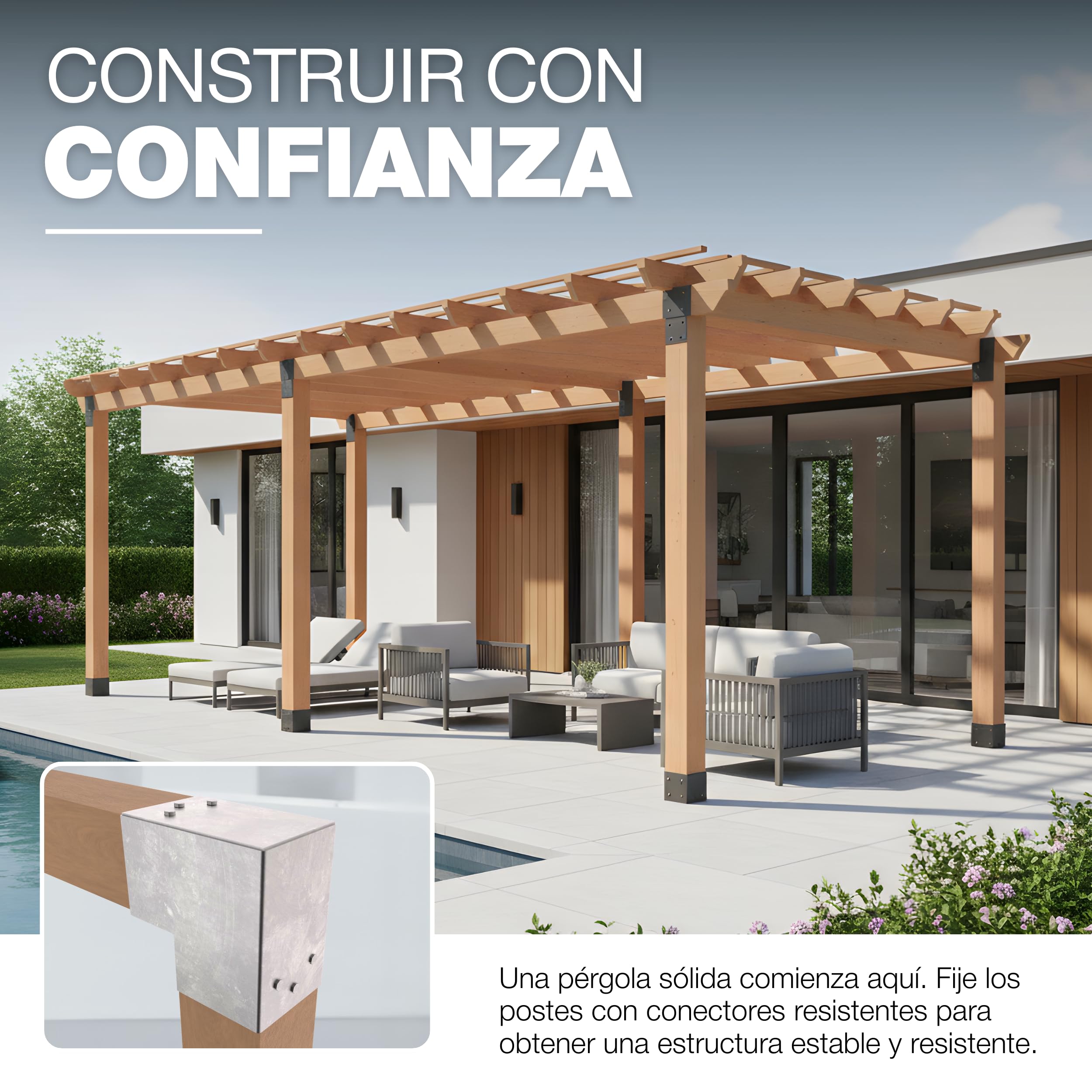 GeZu Impex Conector de Poste 71 x 71 mm Juego of 12 | Galvanizado por Inmersión en Caliente Soportes de Esquina para Pérgola y Pabellón