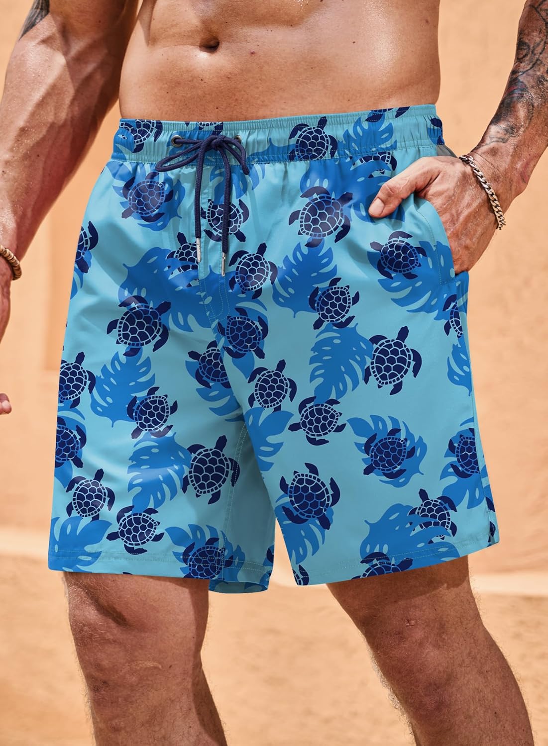 Men Swim Trunks Quick Dry Graphic Compression Liner 6'' Inseam Beach Summer Board Shorts (S-XXL) - Image 2