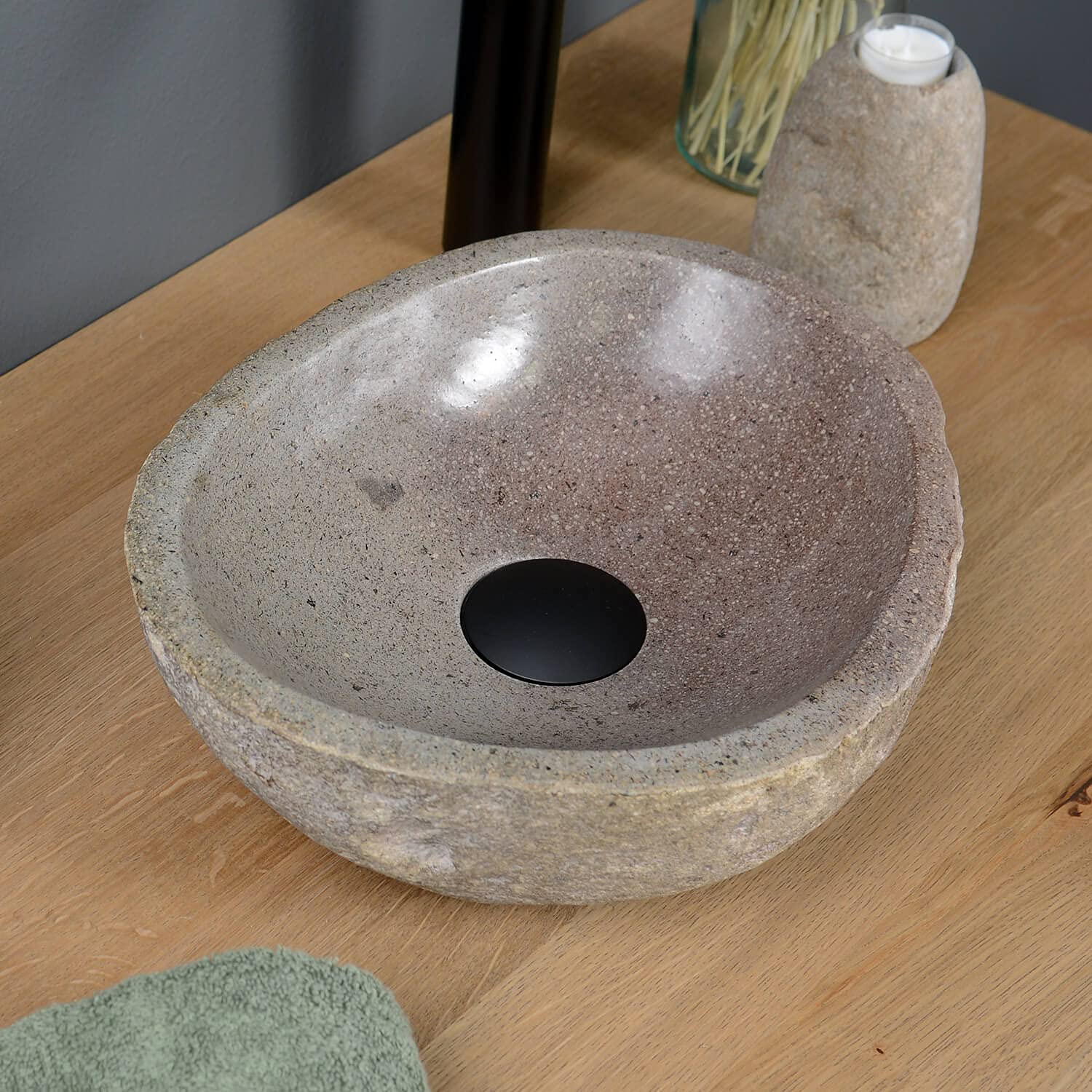 Lavabo en pierre naturelle ovale 30 cm Gris Avec choix unique
