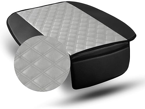 Miniatura 6 de FH Group Juego de almohadillas de cuero sintético para asiento delantero de automóvil con bolsillo delantero, ajuste universal para automóviles,