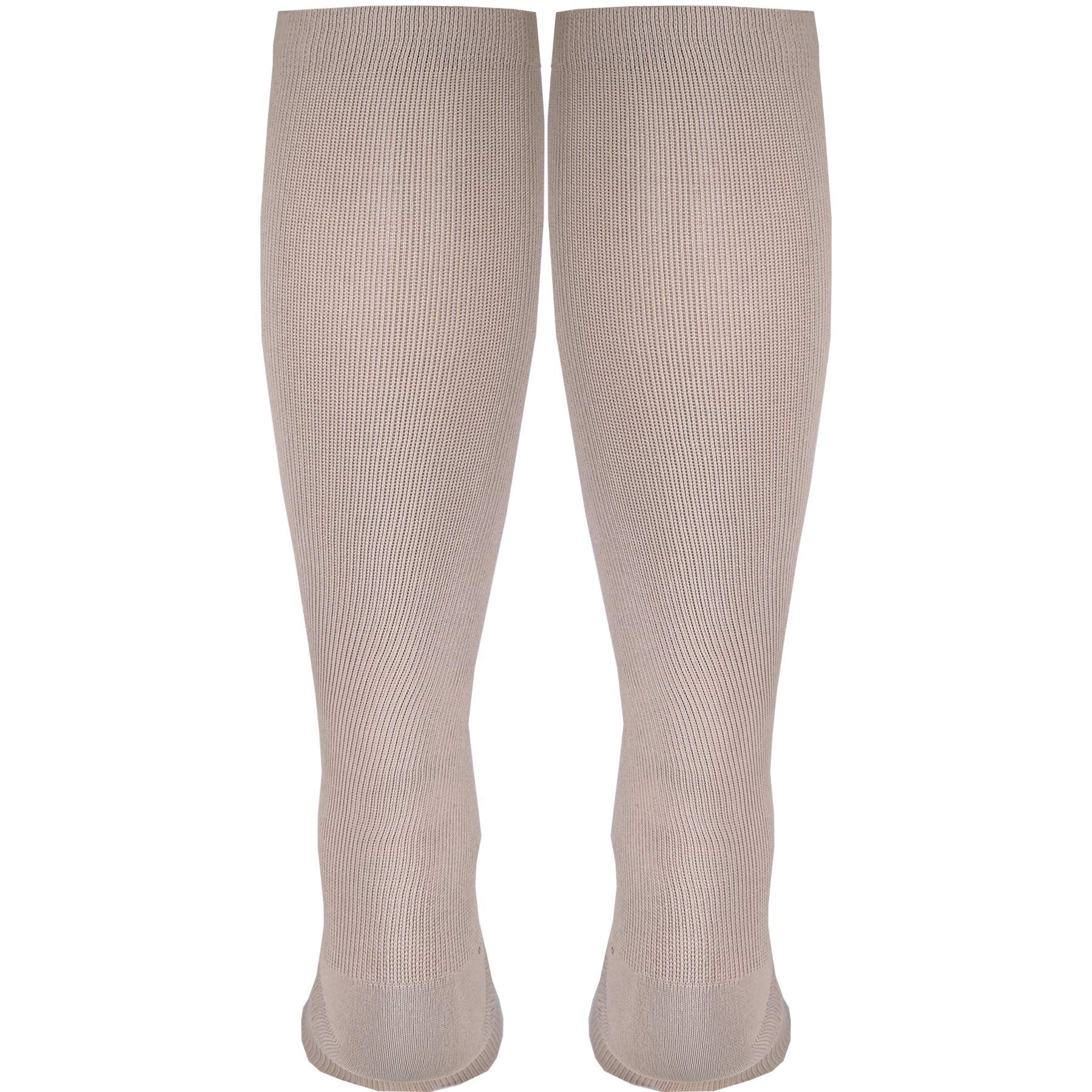 Truform Compression Socks, 15-20 mmHg, Men's Dress Socks, Knee High Over Calf Length, Tan, Medium