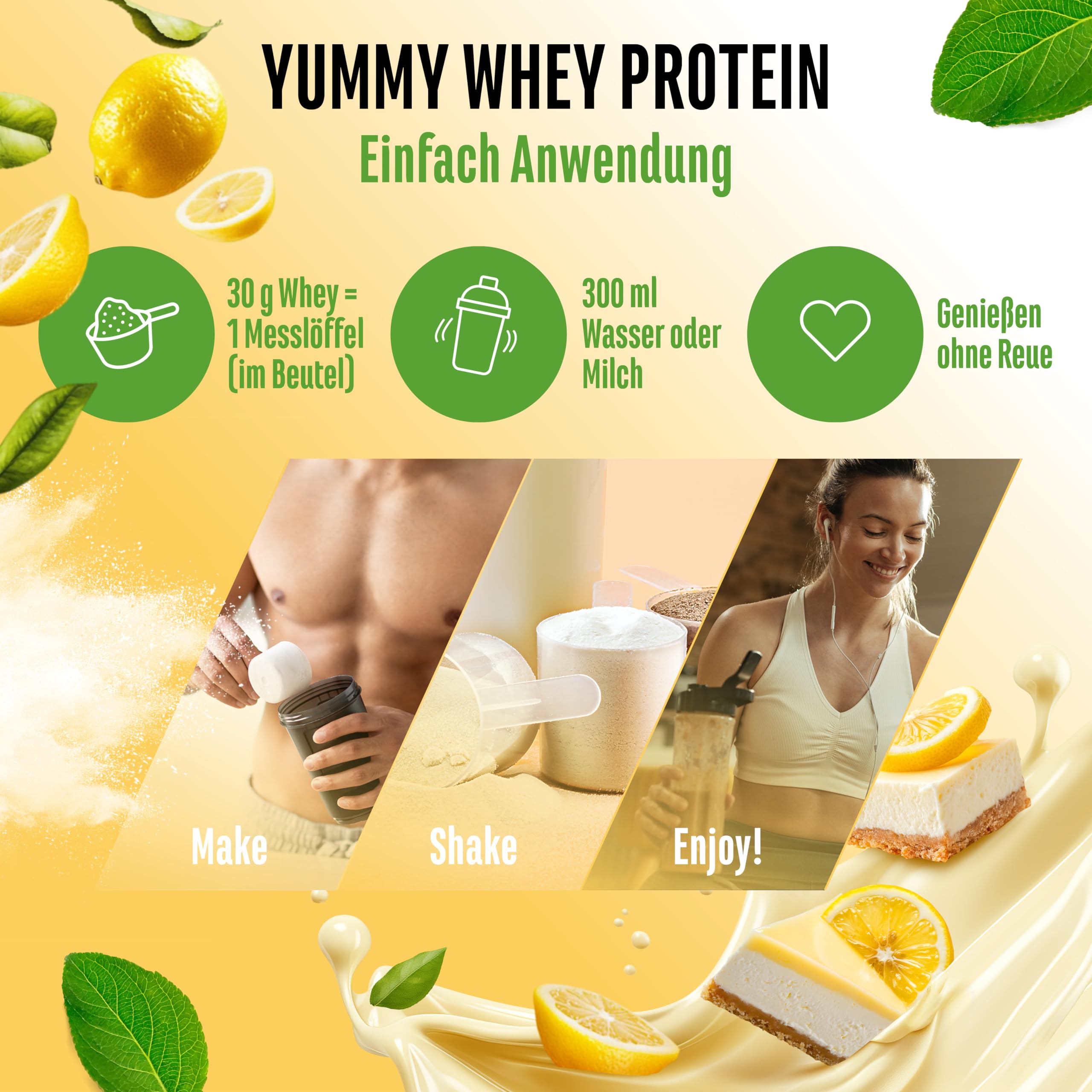 vit4ever Yummy Whey Proteinpulver - 908g - Lemon Cheesecake