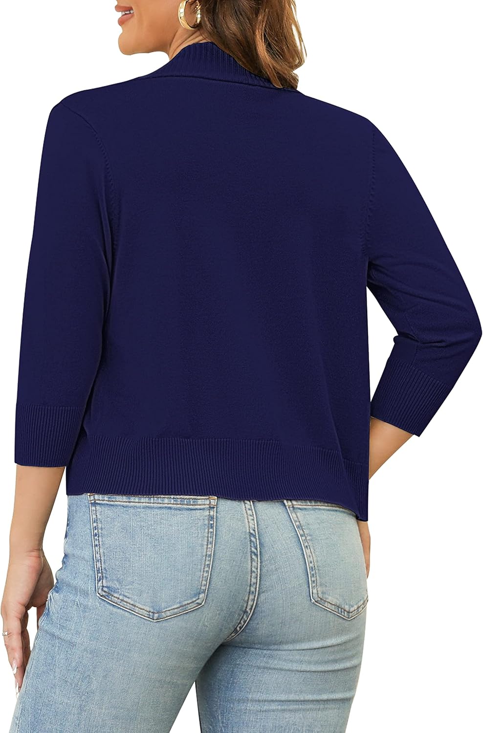 Women's 3/4 Sleeve Cropped Cardigan Sweaters Open Front Bolero Short Shrugs S-XL - Image 2