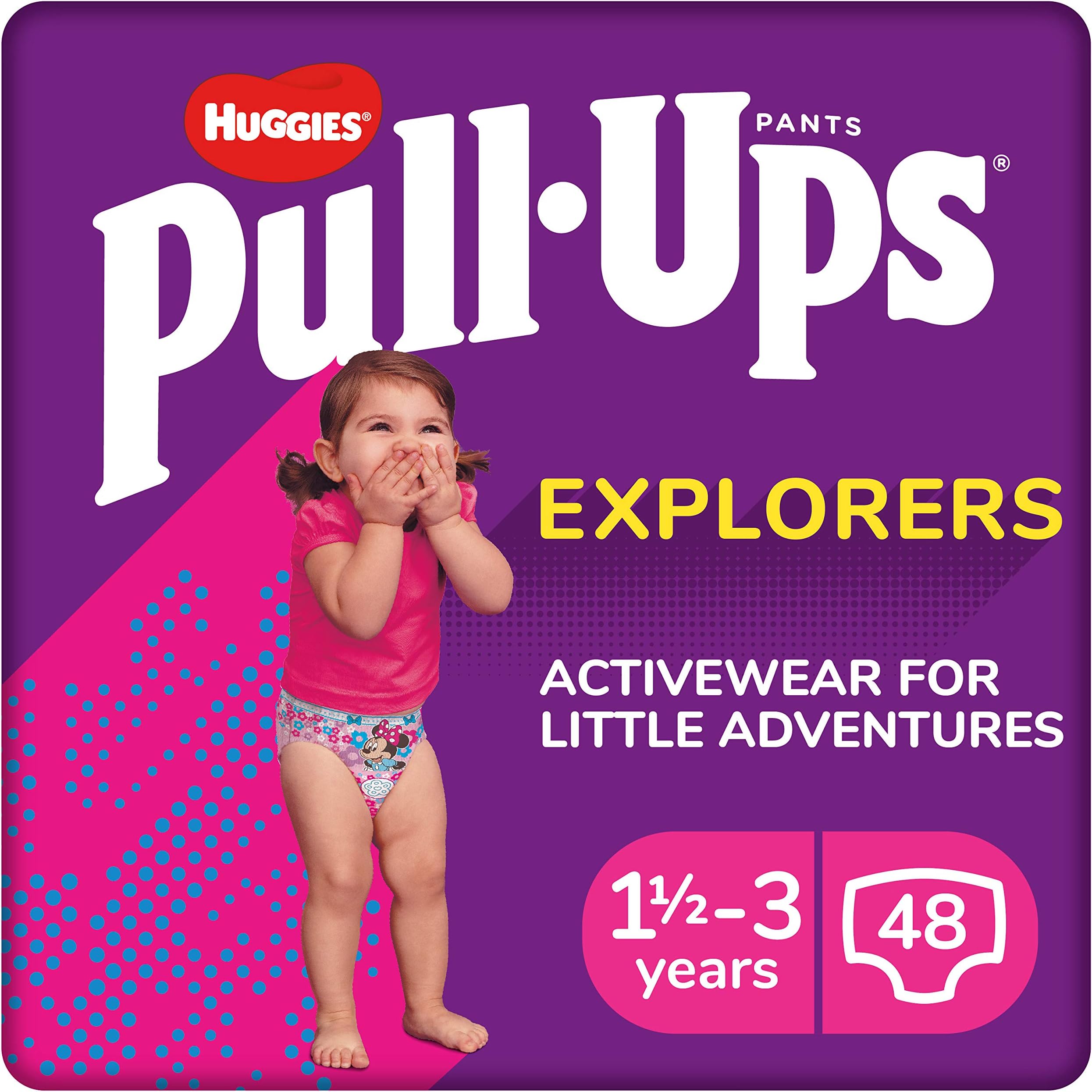 Pull-Ups, Explorers Nappy Pants for Girls - 1.5-3 Years, Size 5-6 Pull Ups (48 Pants) - Flex and Protect for - Pull Up Nappies with Potty Training Wetness Indicator