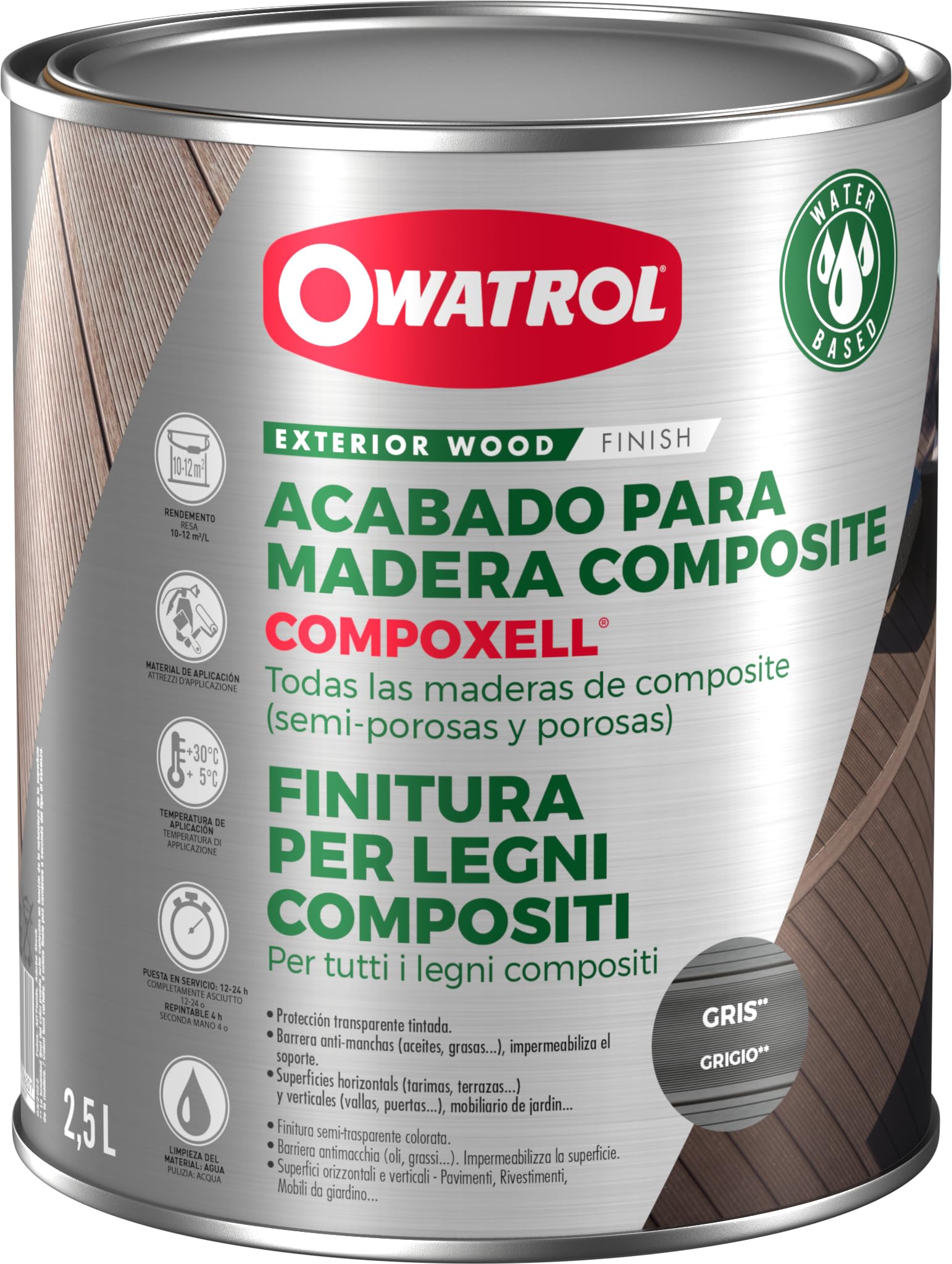 OWATROL Compoxell Raviador para terraza (2,5 L), color gris 2.5 l (Paquete de 1) Gris...