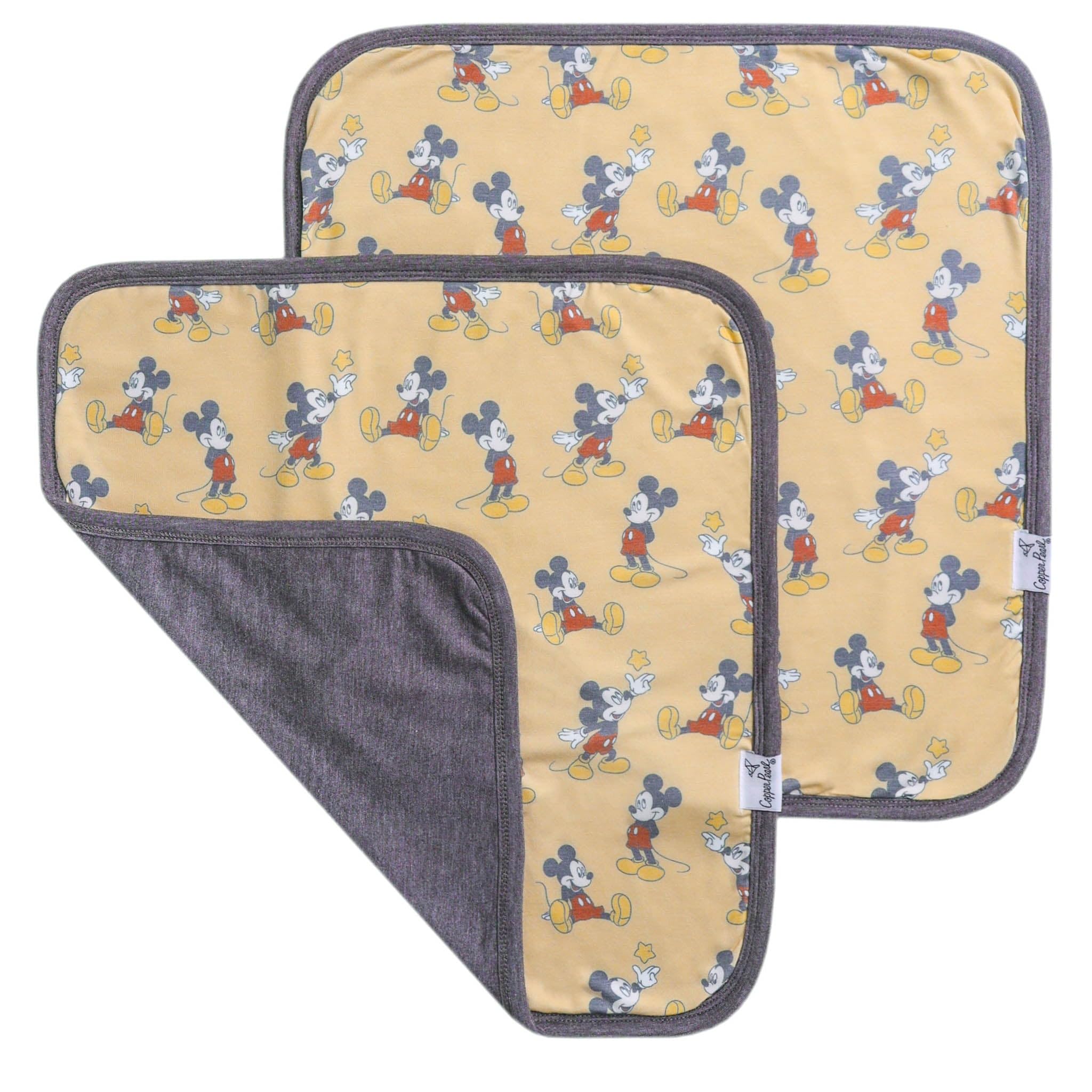 Copper Pearl 3-Layer Knit Security Blanket Set Sized 16" x 16" 2-Pack Mickey Mouse