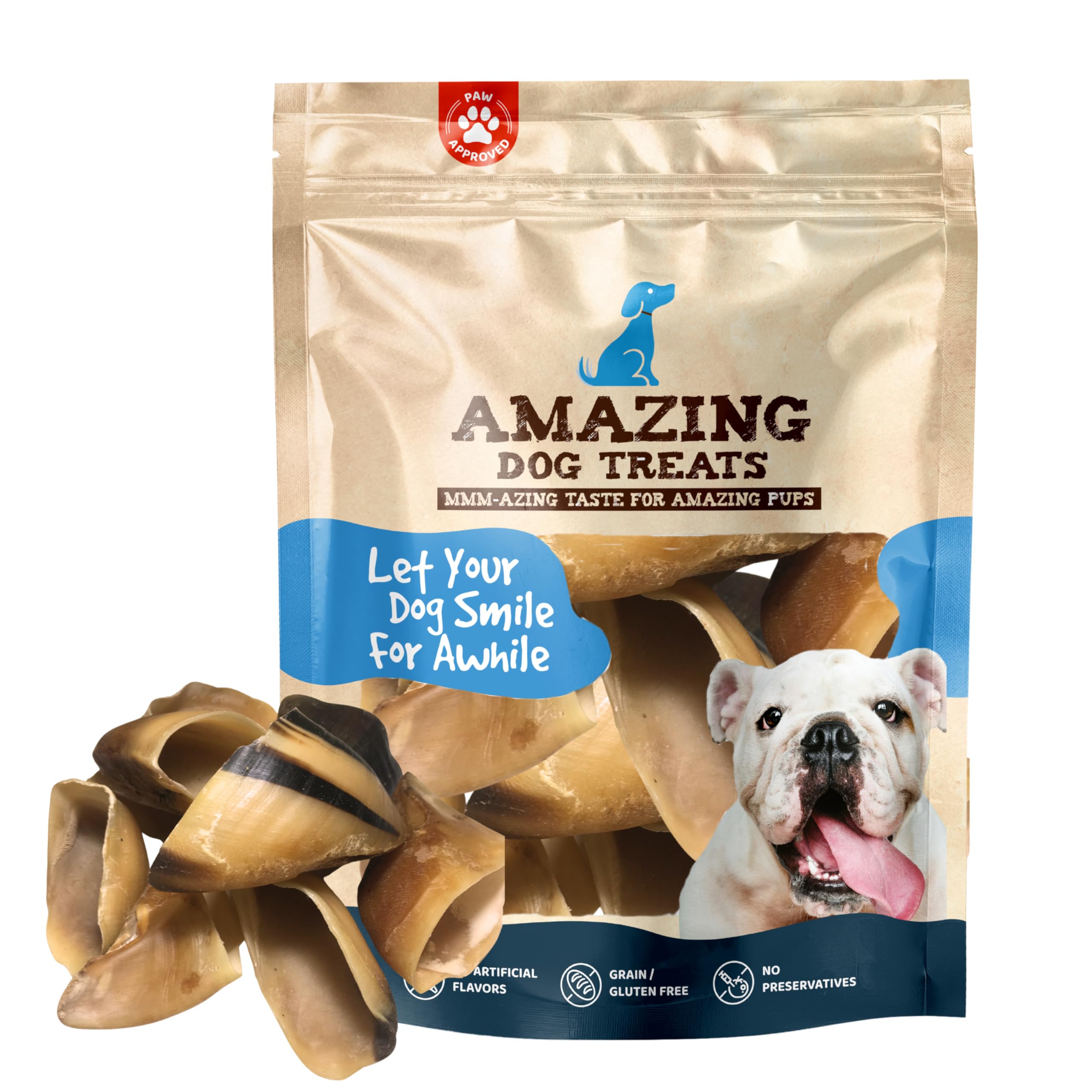 Amazing Dog Treats Premium Cow Hooves for Dogs (25 pc/pk) - Safe Cow Hoof Dog Chews - All Natural Beef Hooves Dog Treats Made from Grass-Fed Cattle - Best Natural Alternative to Rawhide