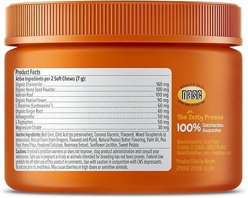 Miniatura 7 de Zesty Paws Masticables calmantes para perros Compostura y relajación para el estrés diario y la separación Mantequilla de maní 50 unidades
