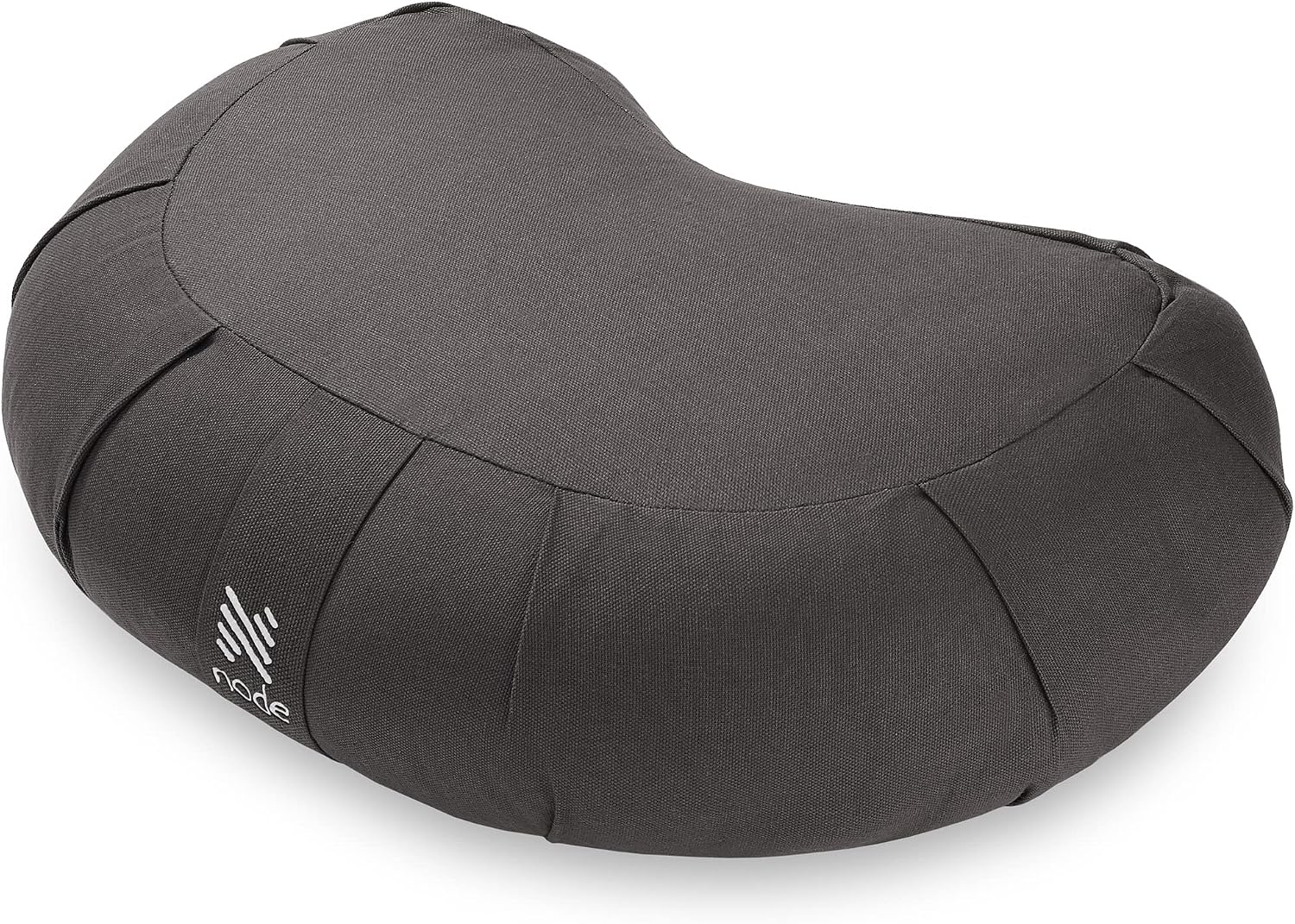 Node Fitness Zafu Meditation Cushion with Buckwheat Hulls, 17" Crescent Yoga Bolster Pillow with Organic Cotton Cover